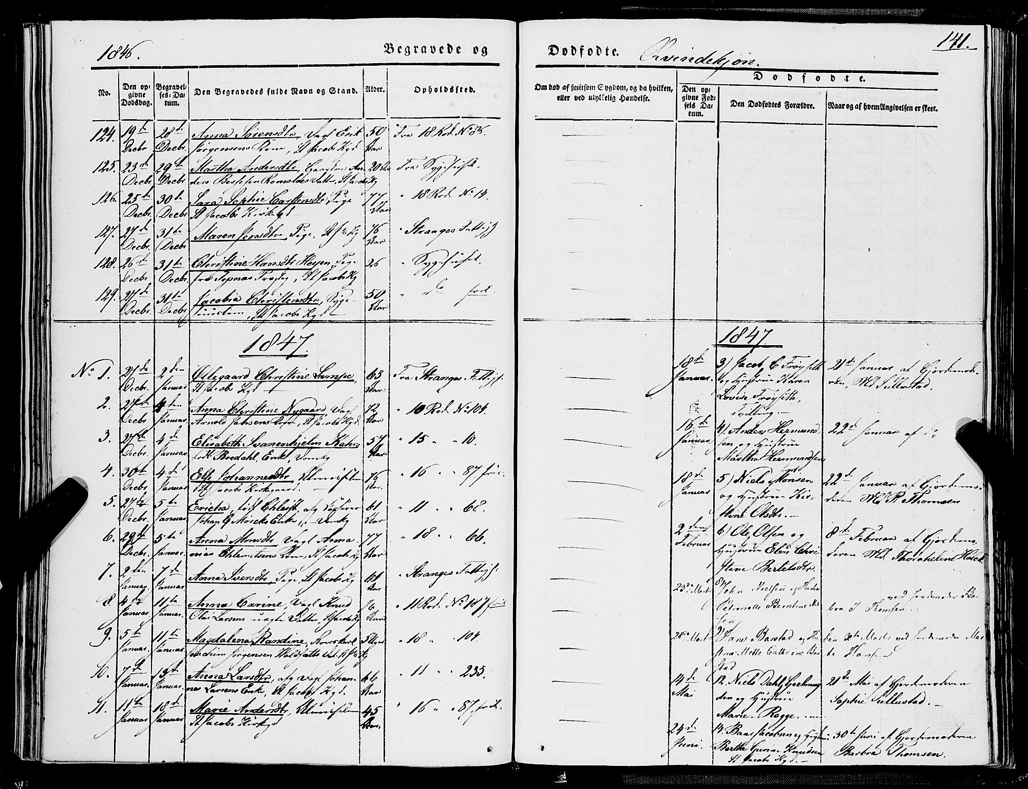 Domkirken sokneprestembete, SAB/A-74801/H/Haa/L0040: Parish register (official) no. E 1, 1841-1853, p. 141