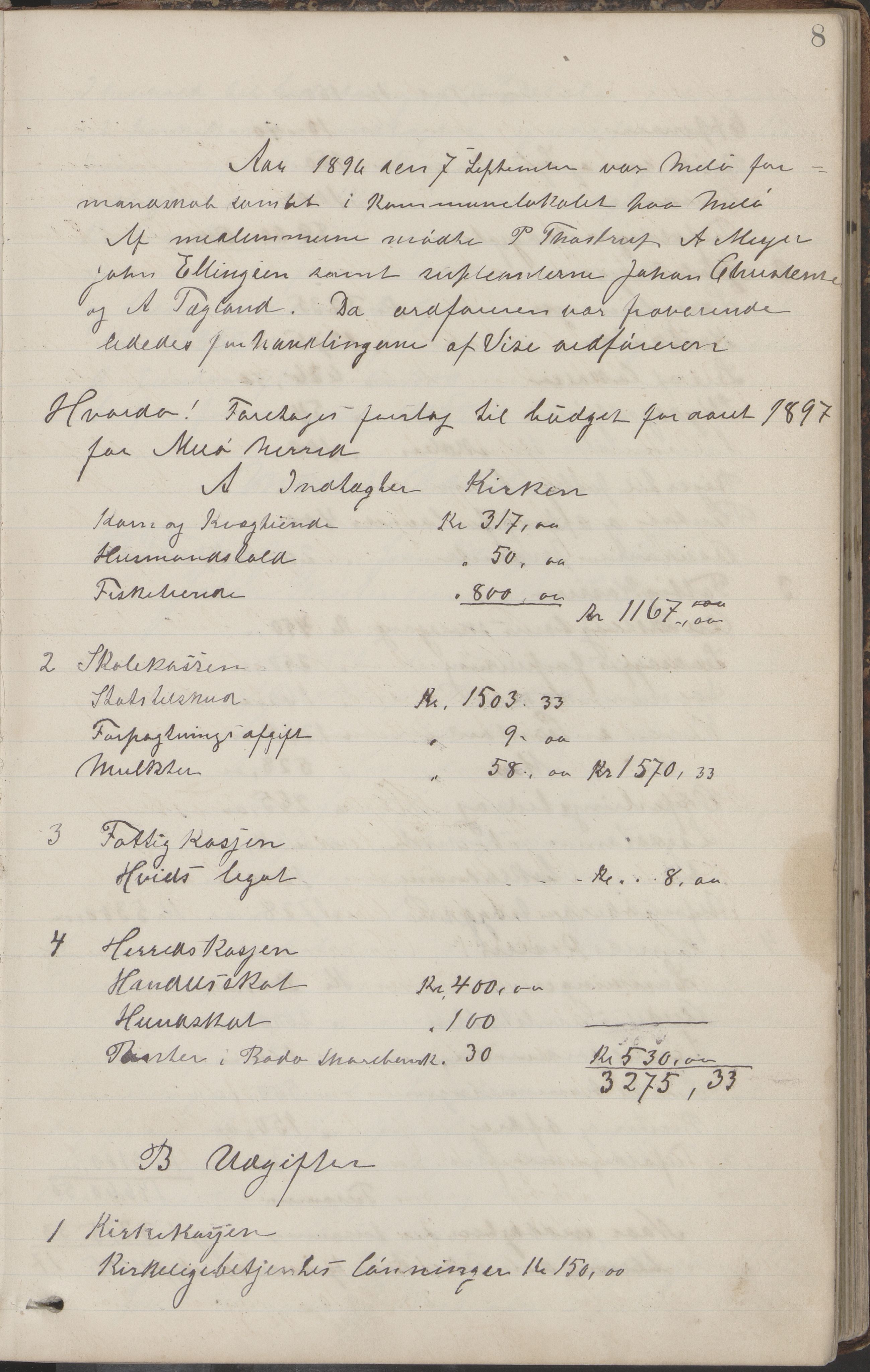 Meløy kommune. Formannskapet, AIN/K-18370.150/100/L0002: Forhandlingsprotokoll, 1895-1909, p. 8