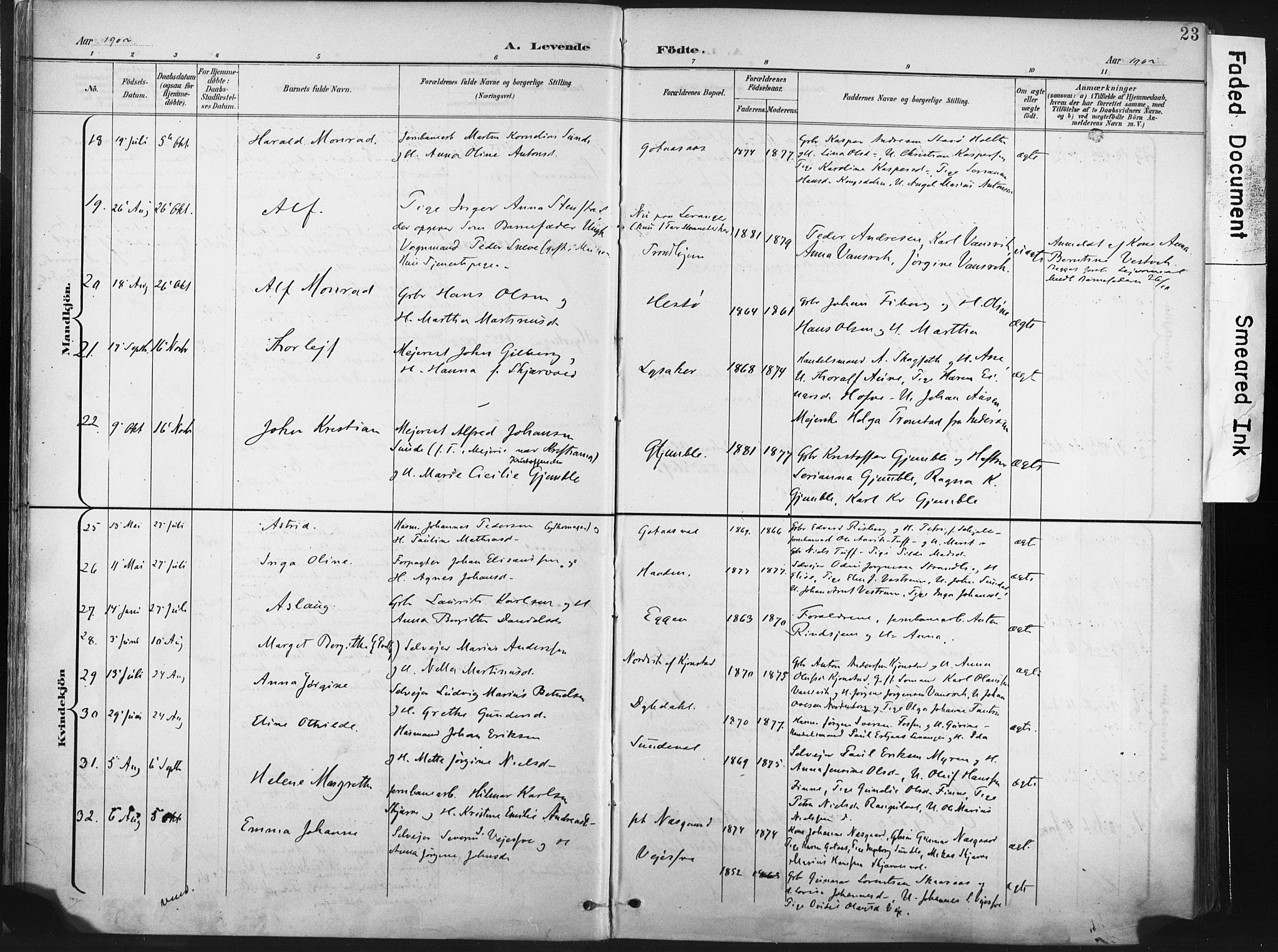 Ministerialprotokoller, klokkerbøker og fødselsregistre - Nord-Trøndelag, SAT/A-1458/717/L0162: Parish register (official) no. 717A12, 1898-1923, p. 23