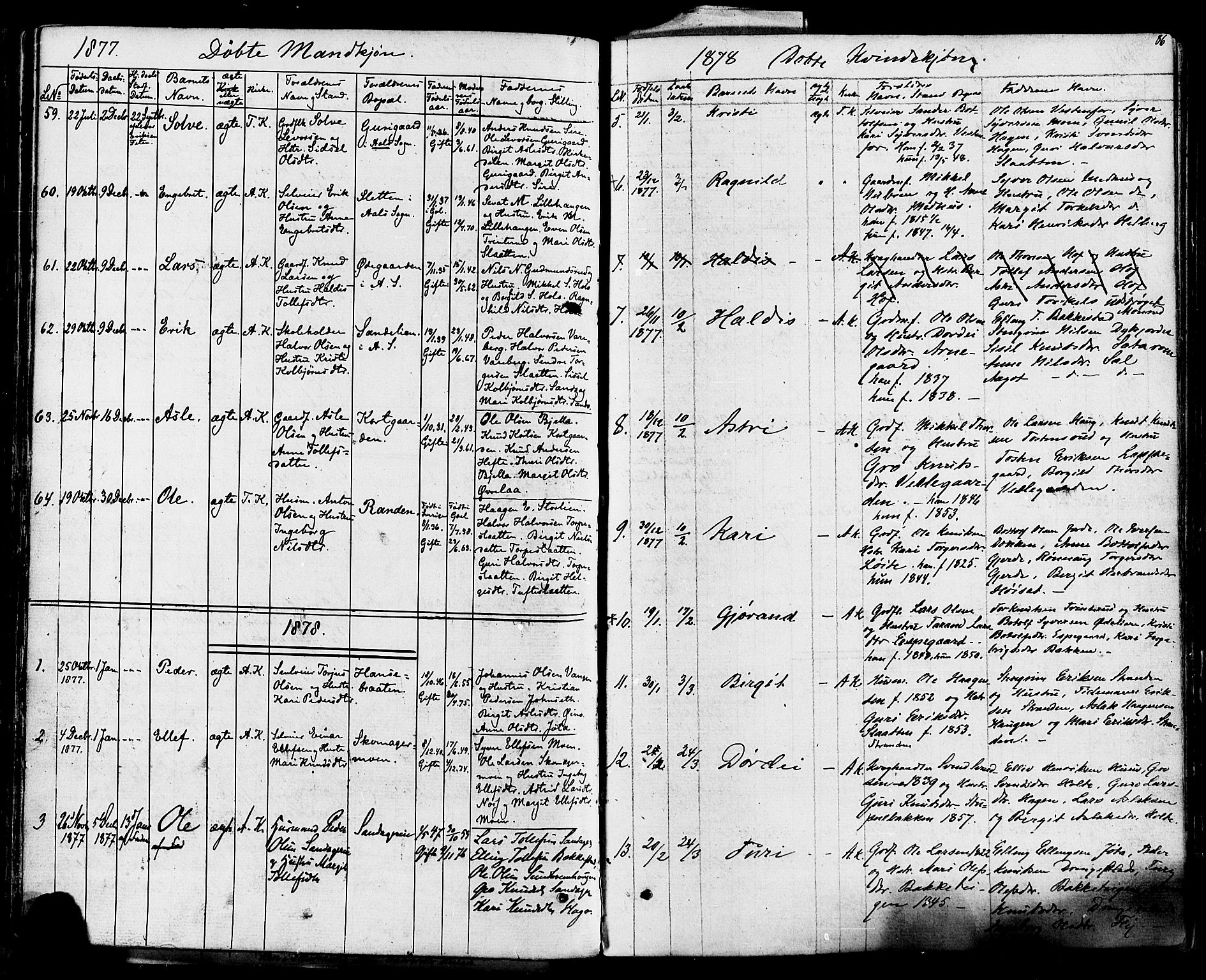 Ål kirkebøker, SAKO/A-249/F/Fa/L0007: Parish register (official) no. I 7, 1865-1881, p. 86