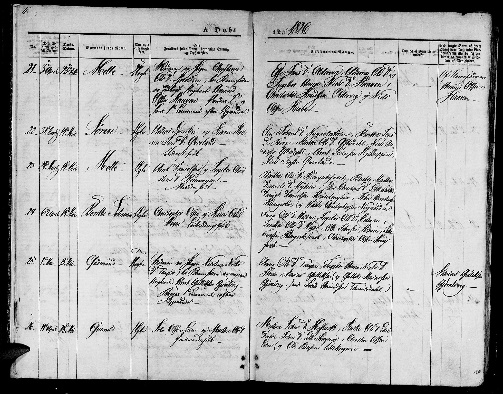 Ministerialprotokoller, klokkerbøker og fødselsregistre - Nord-Trøndelag, AV/SAT-A-1458/701/L0006: Parish register (official) no. 701A06, 1825-1841, p. 4