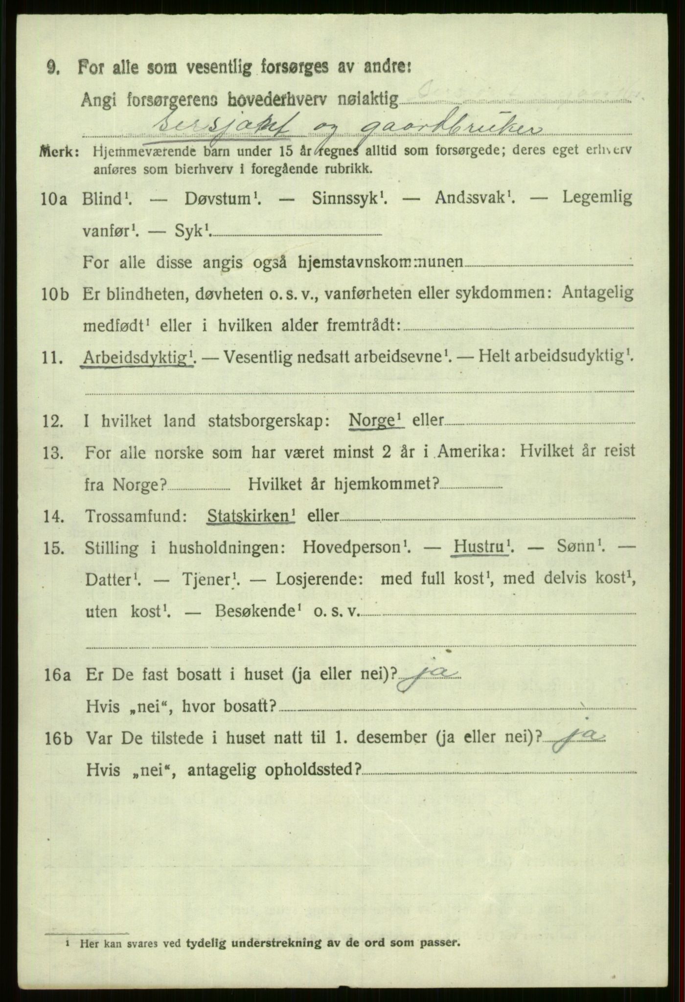 SAB, 1920 census for Voss, 1920, p. 15222