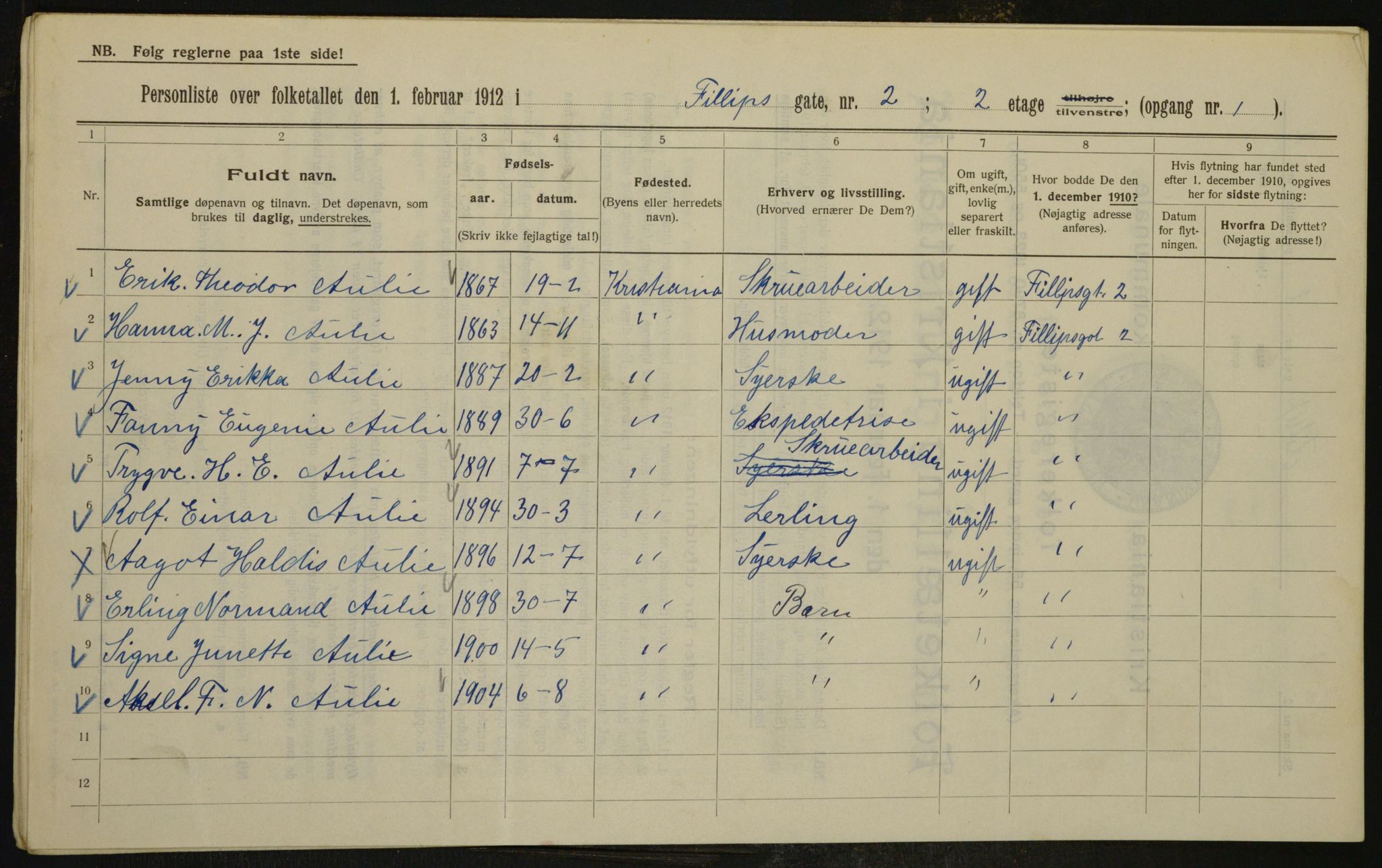 OBA, Municipal Census 1912 for Kristiania, 1912, p. 24196