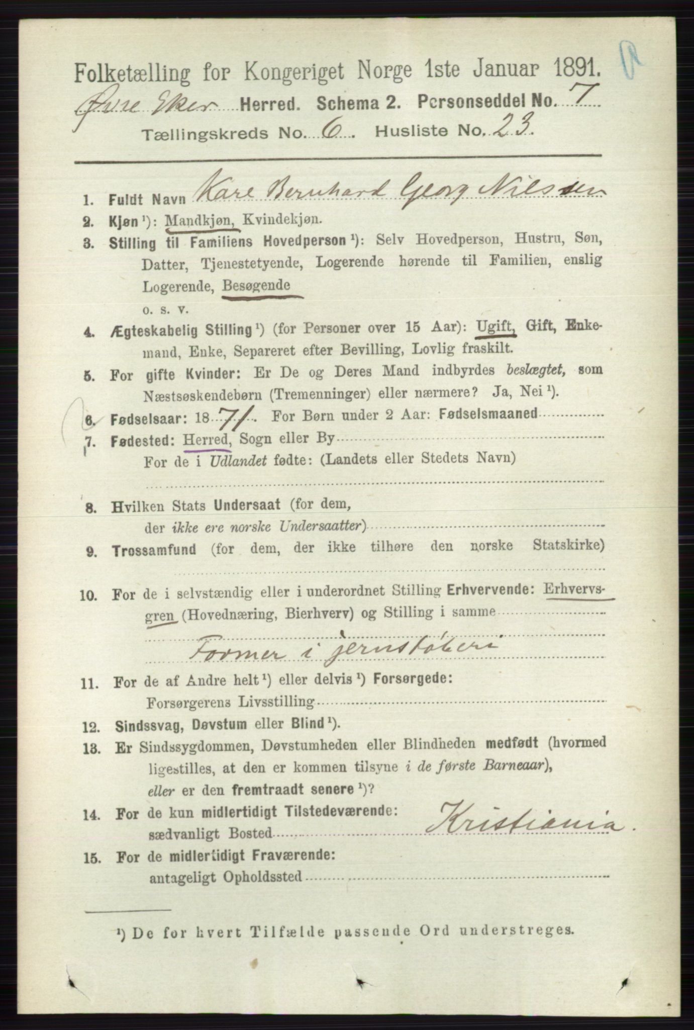 RA, 1891 census for 0624 Øvre Eiker, 1891, p. 2362