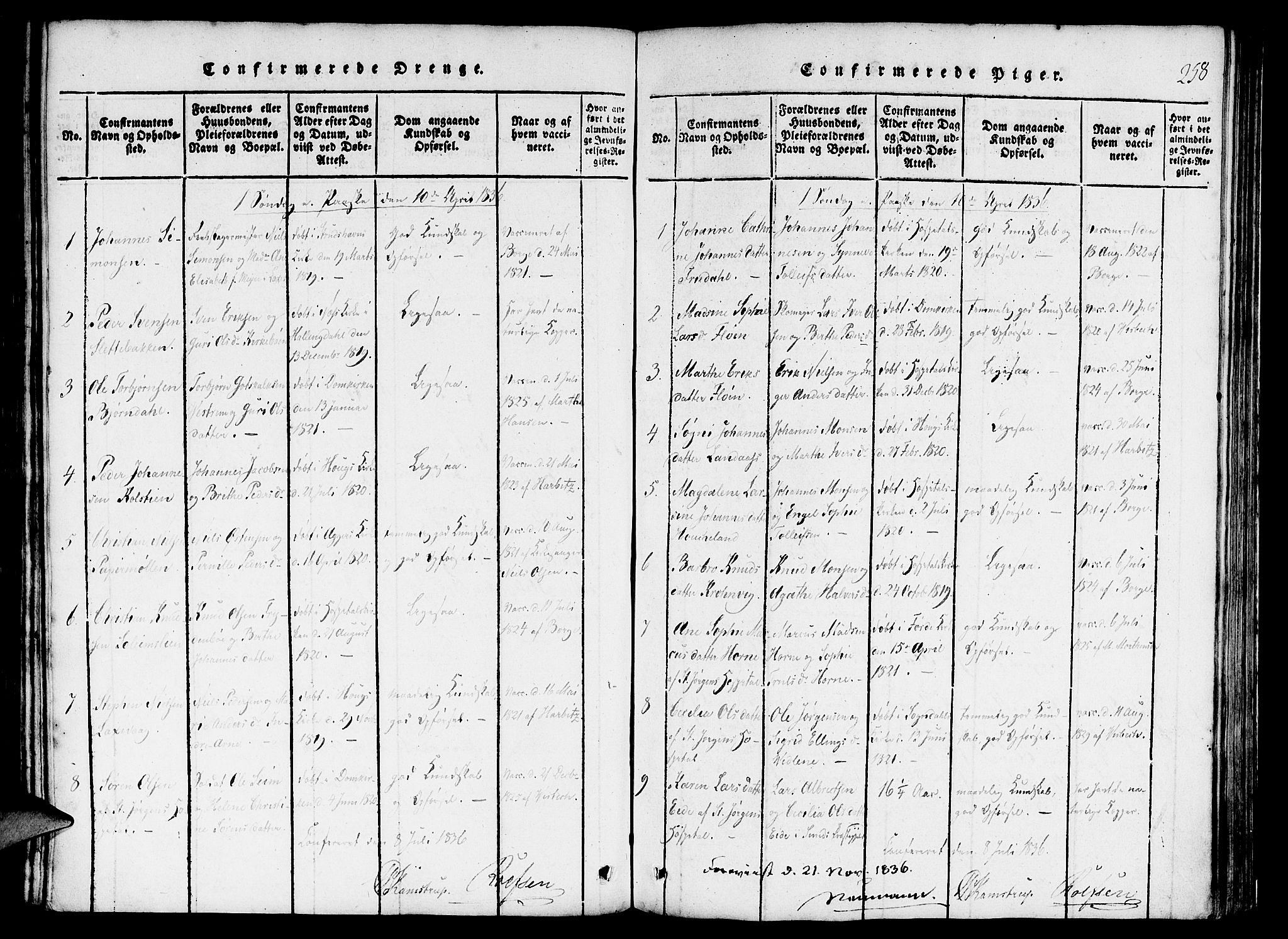 St. Jørgens hospital og Årstad sokneprestembete, AV/SAB-A-99934: Parish register (official) no. A 3, 1815-1843, p. 258