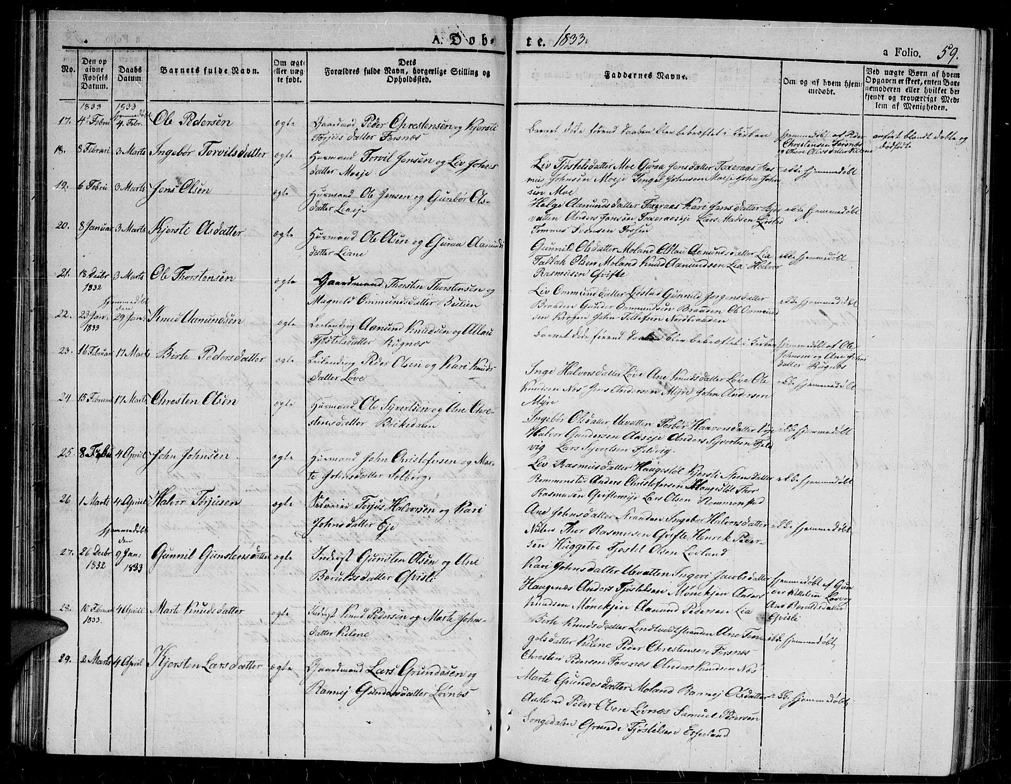 Gjerstad sokneprestkontor, AV/SAK-1111-0014/F/Fa/Fab/L0001: Parish register (official) no. A 1, 1820-1835, p. 59