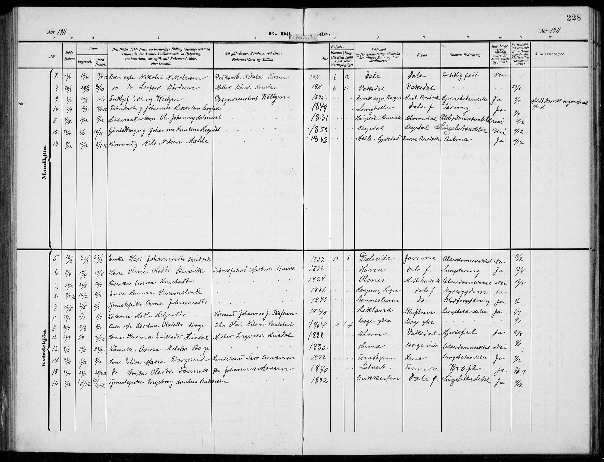 Bruvik Sokneprestembete, AV/SAB-A-74701/H/Hab: Parish register (copy) no. A  4, 1908-1937, p. 228