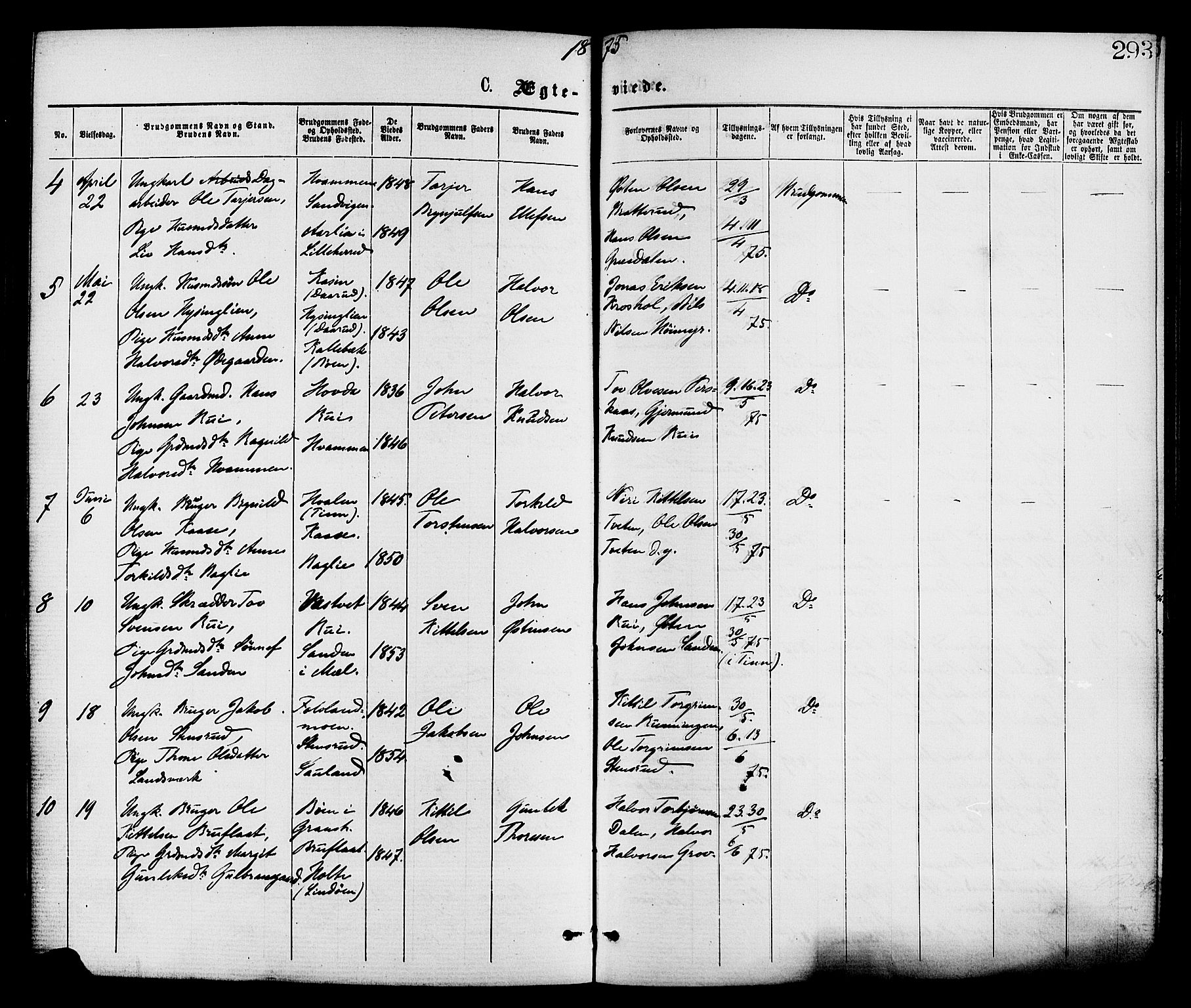 Gransherad kirkebøker, AV/SAKO-A-267/F/Fa/L0004: Parish register (official) no. I 4, 1871-1886, p. 293