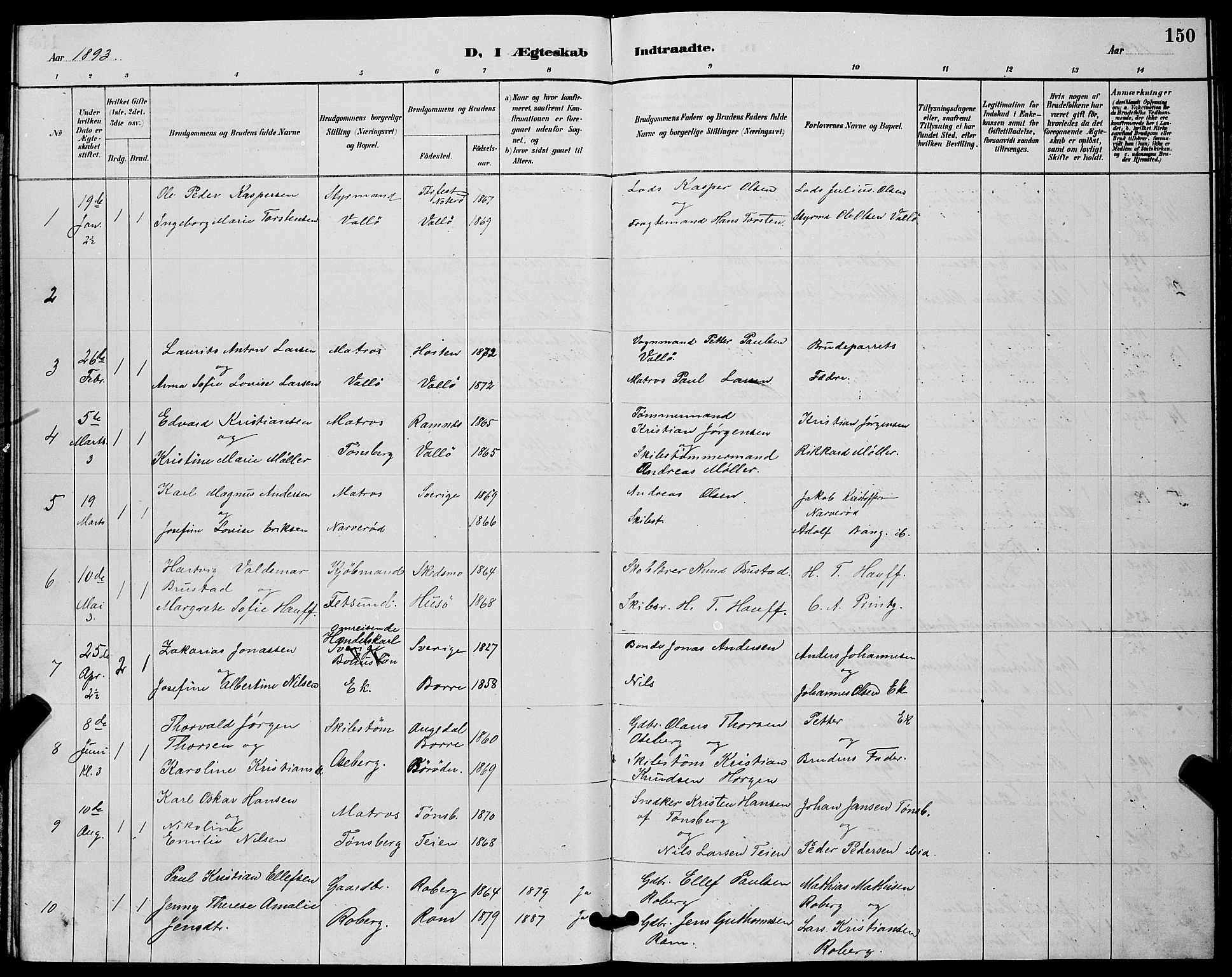 Sem kirkebøker, AV/SAKO-A-5/G/Gb/L0002: Parish register (copy) no. II 2, 1886-1899, p. 150