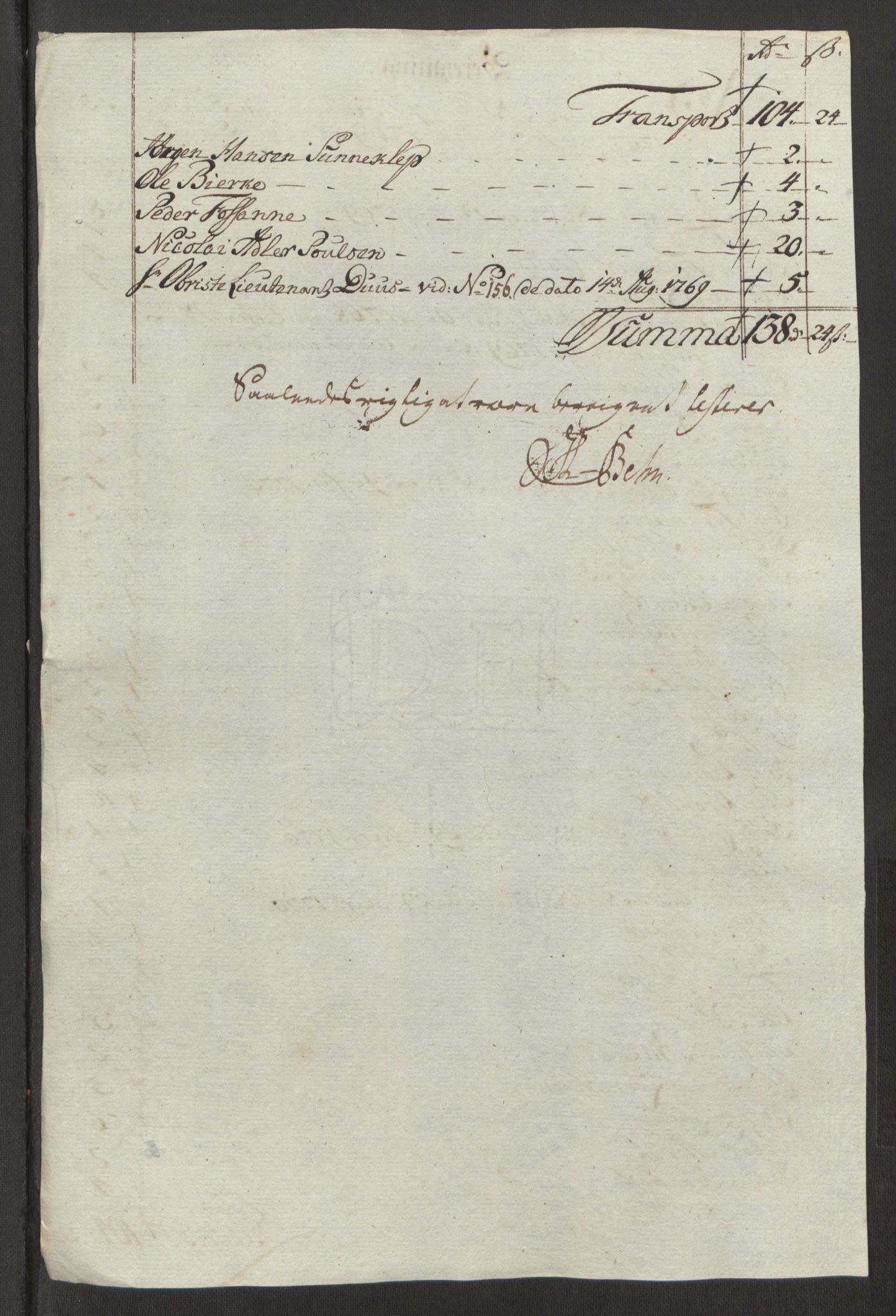 Rentekammeret inntil 1814, Reviderte regnskaper, Fogderegnskap, AV/RA-EA-4092/R32/L1960: Ekstraskatten Jarlsberg grevskap, 1762-1772, p. 184