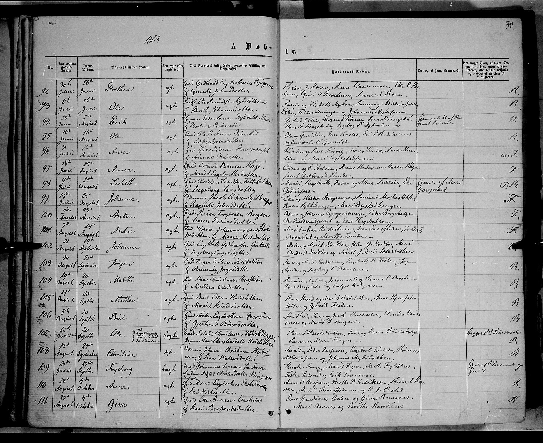 Ringebu prestekontor, AV/SAH-PREST-082/H/Ha/Haa/L0007: Parish register (official) no. 7, 1860-1877, p. 30