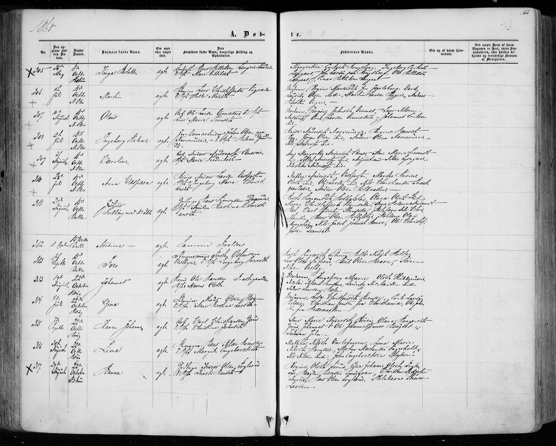Eiker kirkebøker, AV/SAKO-A-4/F/Fa/L0016: Parish register (official) no. I 16, 1860-1868, p. 166