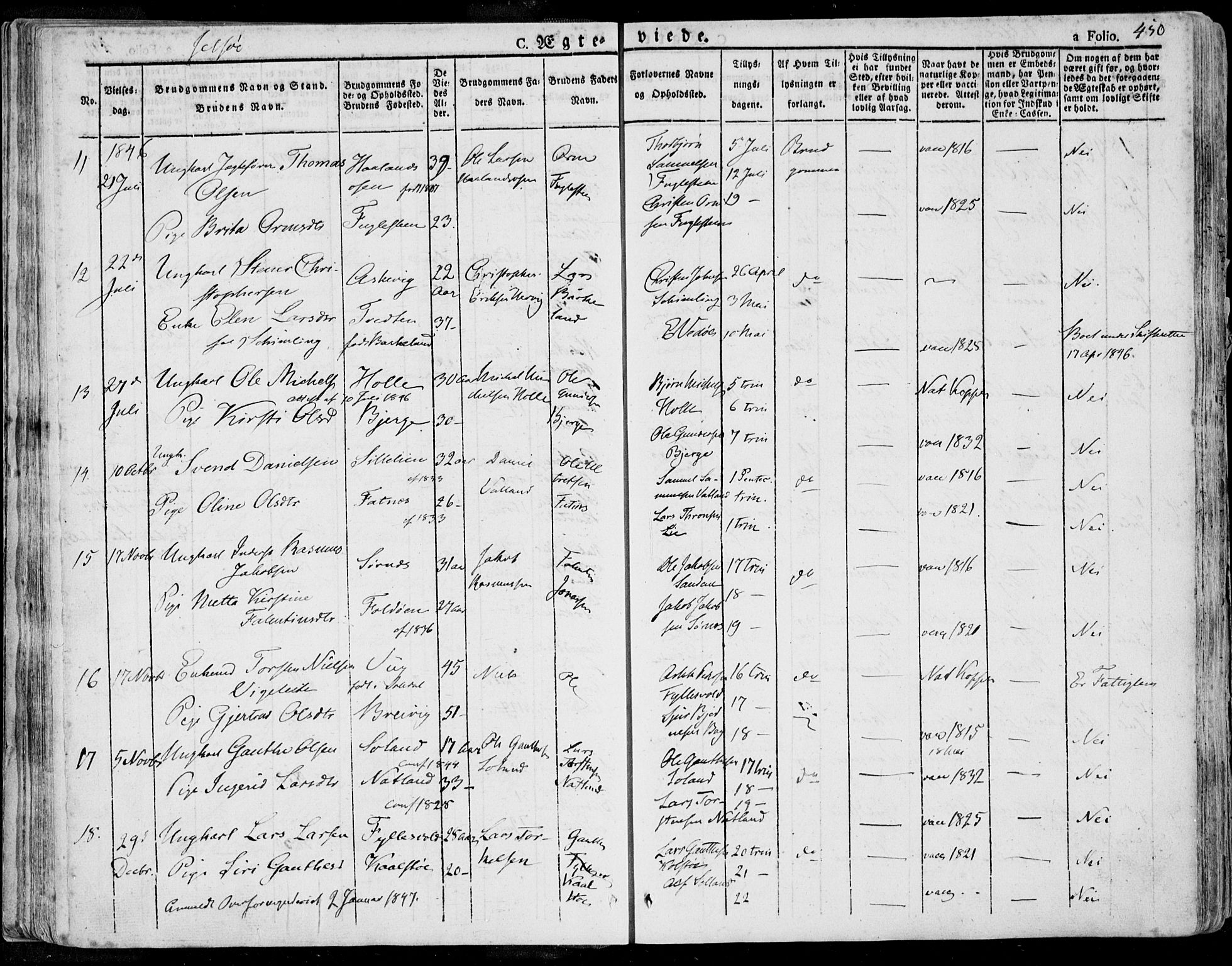 Jelsa sokneprestkontor, AV/SAST-A-101842/01/IV: Parish register (official) no. A 6.2, 1828-1853, p. 450