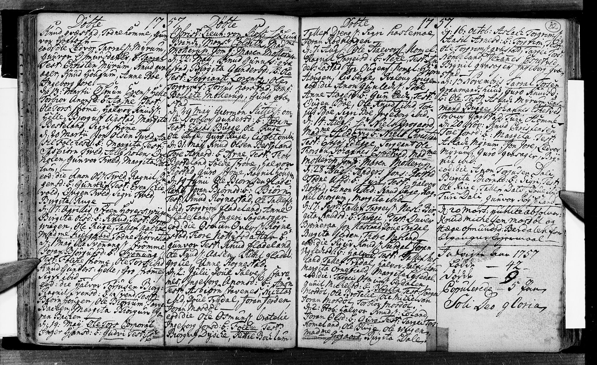 Valle sokneprestkontor, AV/SAK-1111-0044/F/Fa/Fac/L0002: Parish register (official) no. A 2, 1745-1776, p. 32