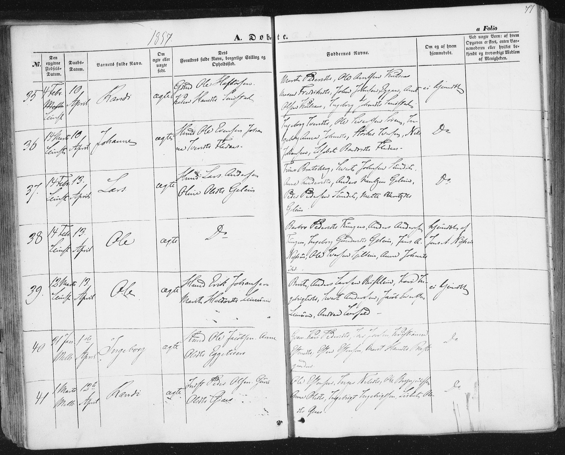 Ministerialprotokoller, klokkerbøker og fødselsregistre - Sør-Trøndelag, AV/SAT-A-1456/691/L1076: Parish register (official) no. 691A08, 1852-1861, p. 77