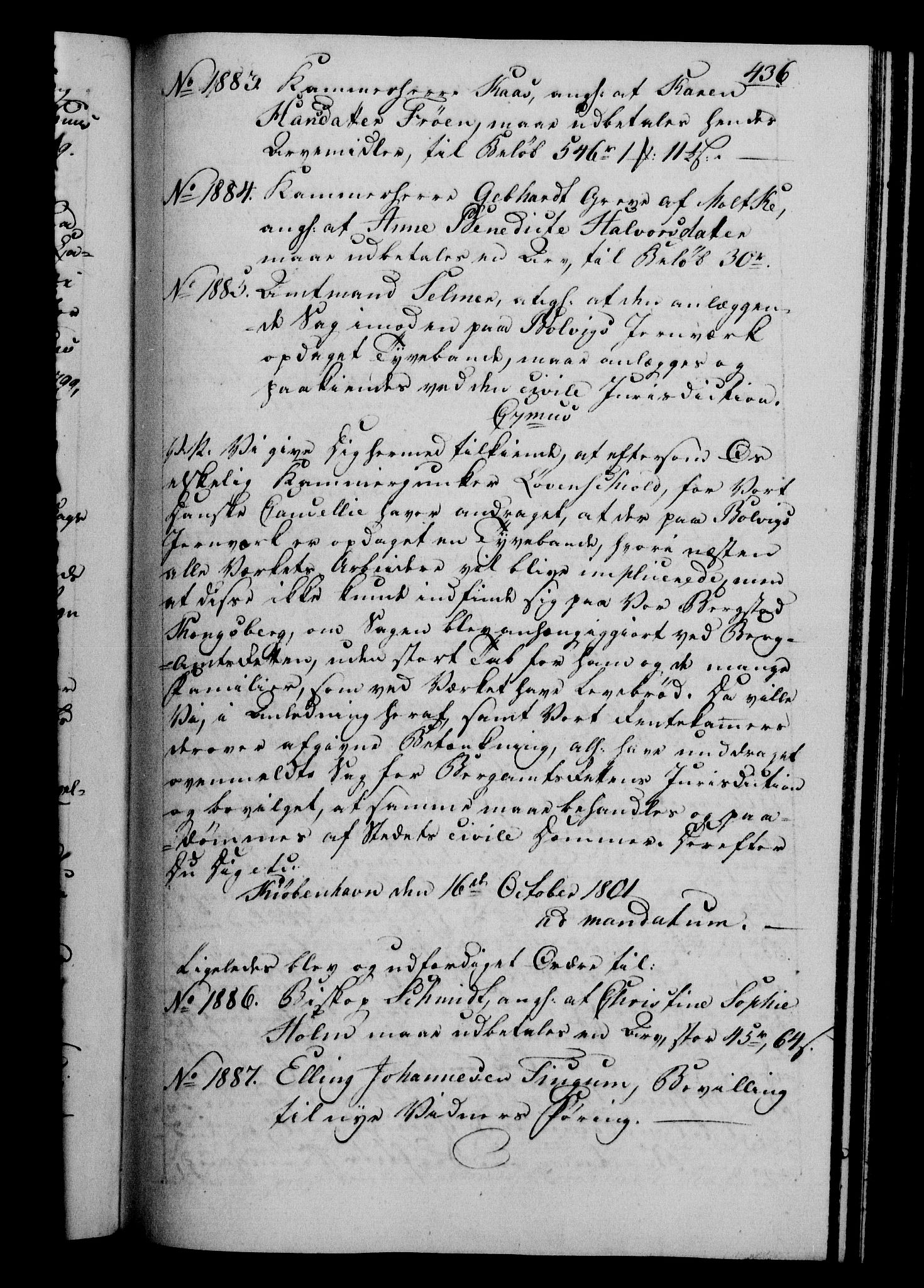 Danske Kanselli 1800-1814, AV/RA-EA-3024/H/Hf/Hfb/Hfba/L0001: Registranter, 1800-1801, p. 436a