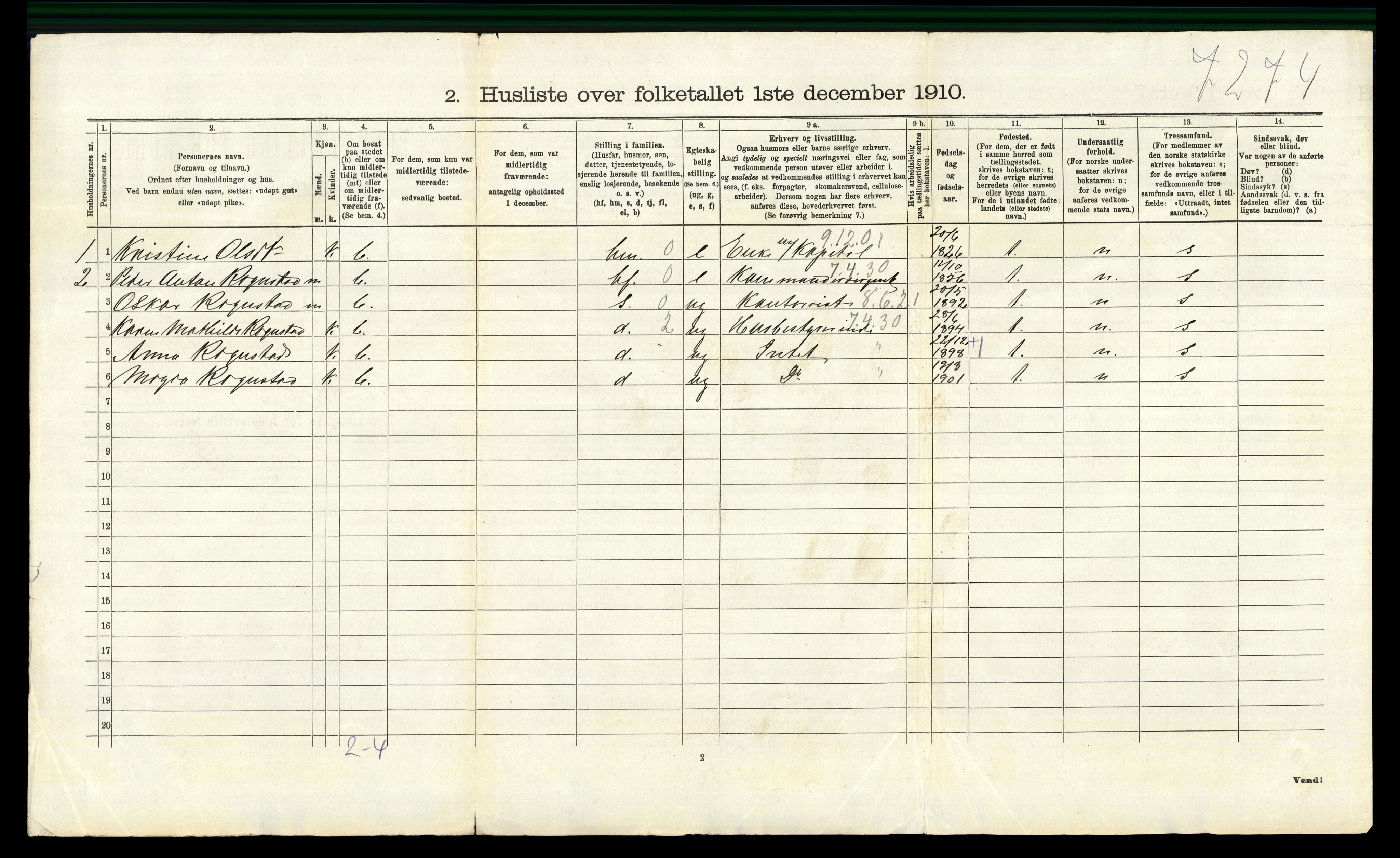 RA, 1910 census for Østre Toten, 1910, p. 1348