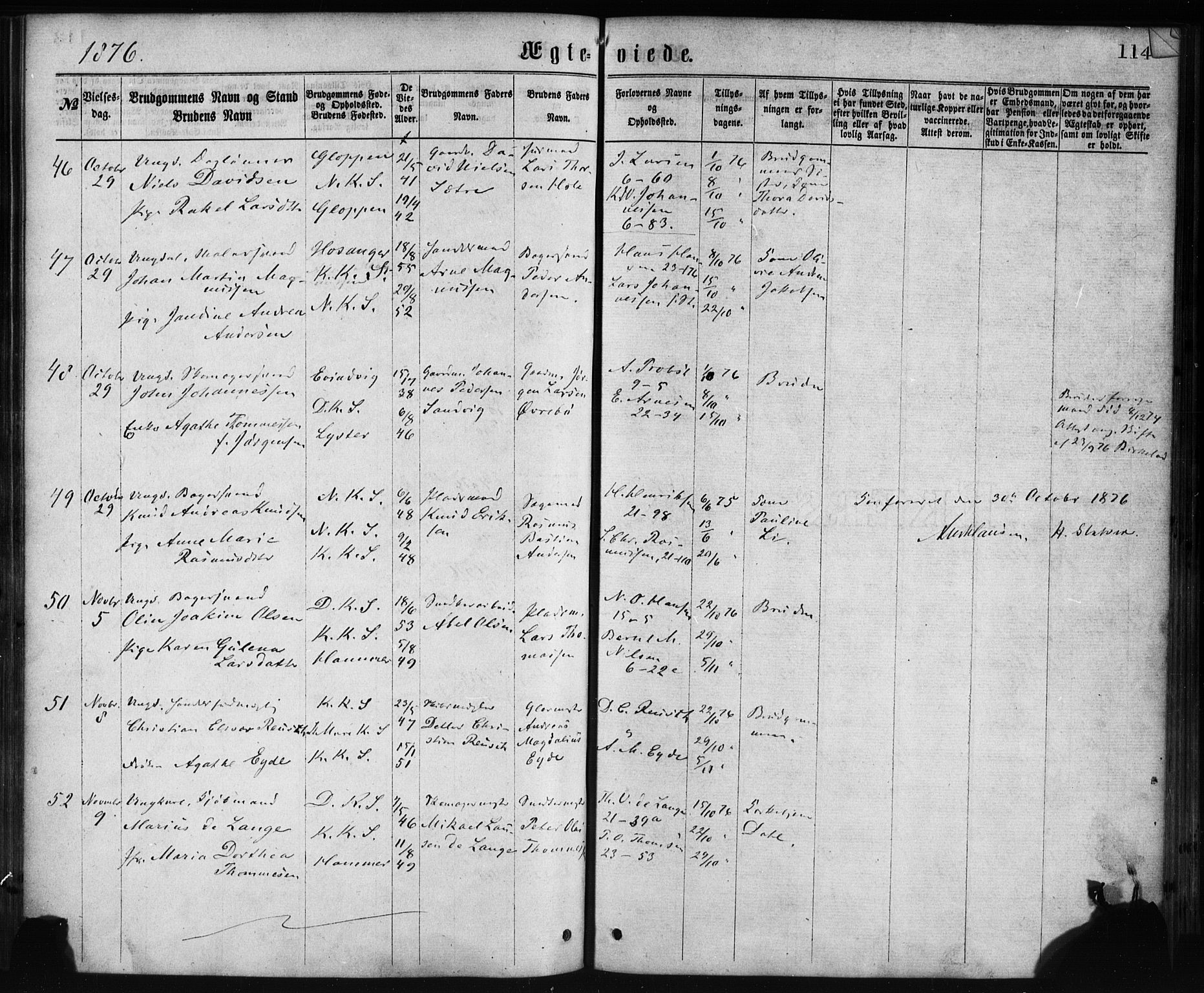 Korskirken sokneprestembete, SAB/A-76101/H/Haa/L0036: Parish register (official) no. D 3, 1867-1882, p. 114