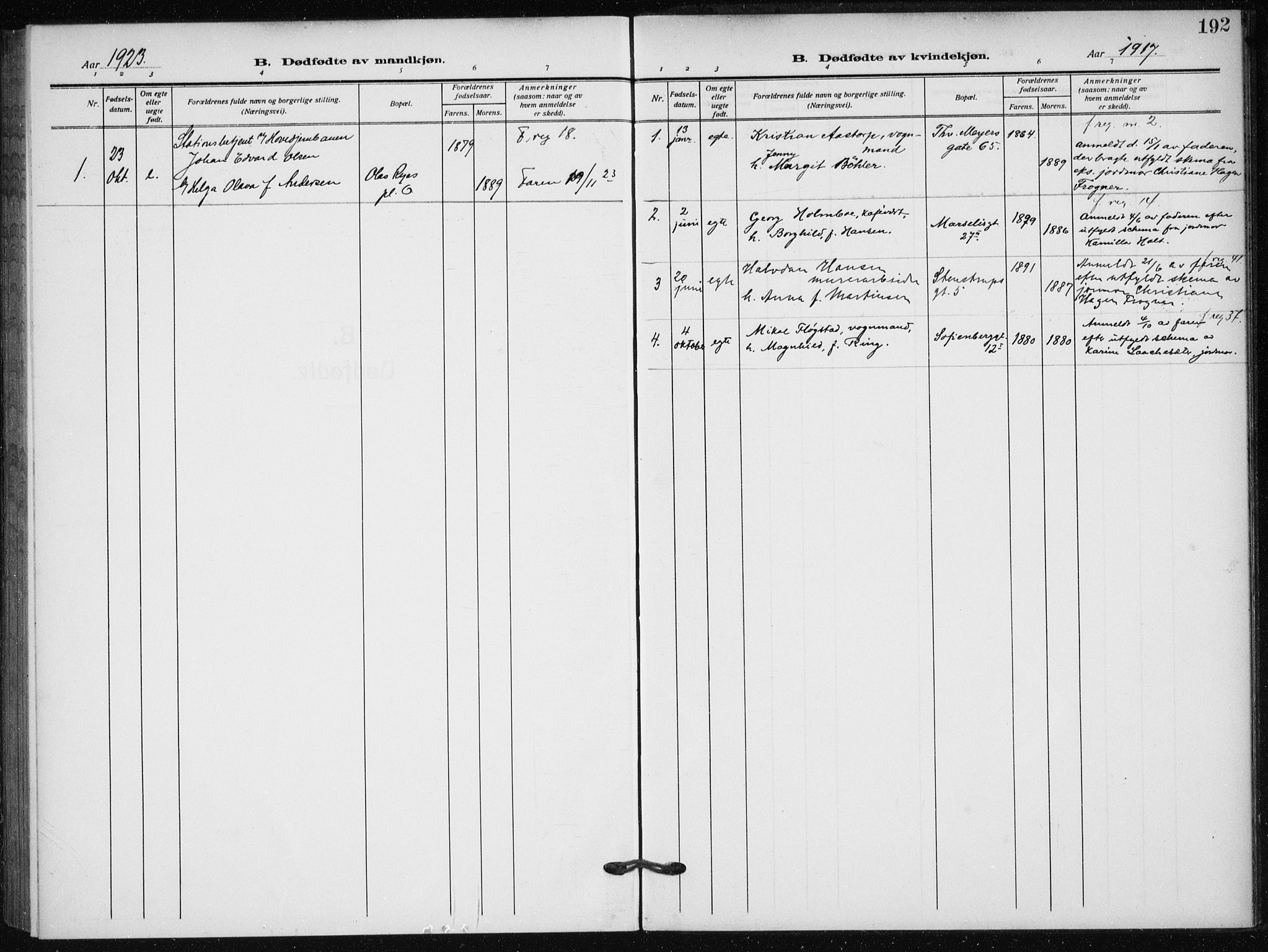 Hauge prestekontor Kirkebøker, AV/SAO-A-10849/F/Fa/L0001: Parish register (official) no. 1, 1917-1938, p. 192