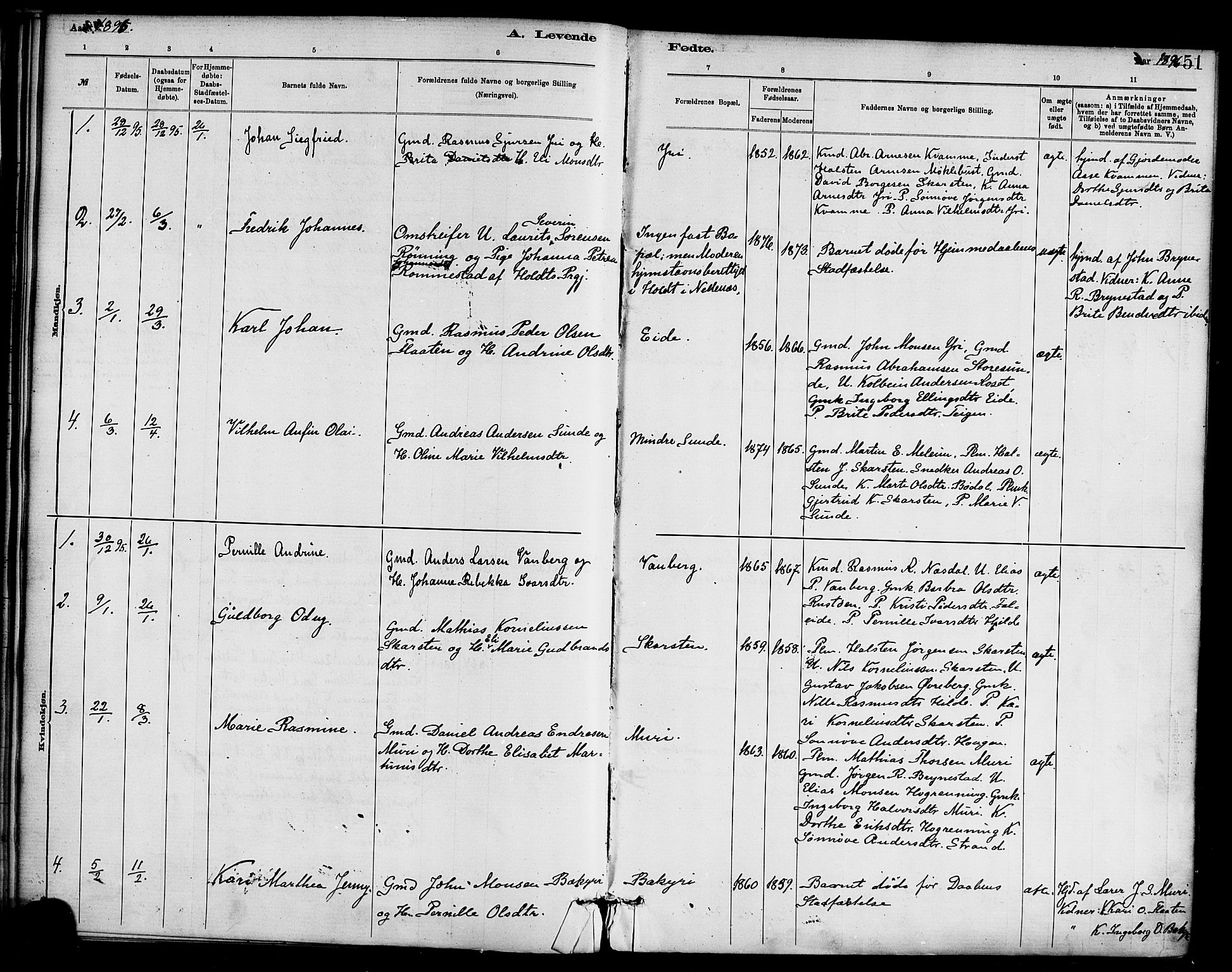 Innvik sokneprestembete, AV/SAB-A-80501: Parish register (official) no. C 1, 1879-1900, p. 51