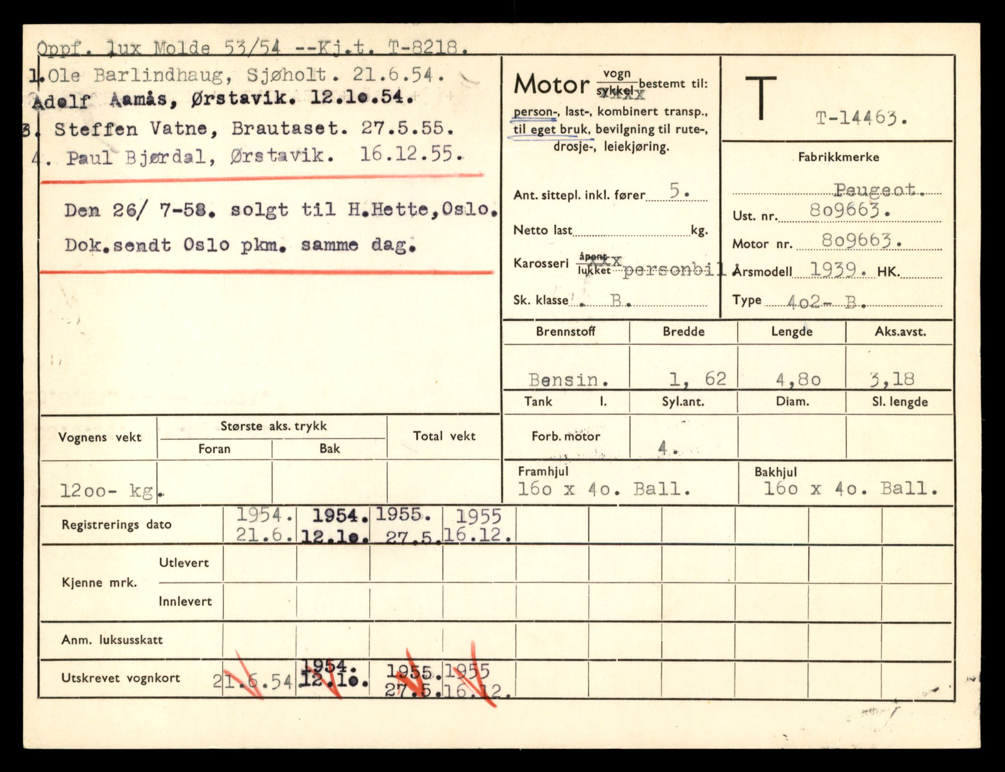 Møre og Romsdal vegkontor - Ålesund trafikkstasjon, AV/SAT-A-4099/F/Fe/L0046: Registreringskort for kjøretøy T 14445 - T 14579, 1927-1998