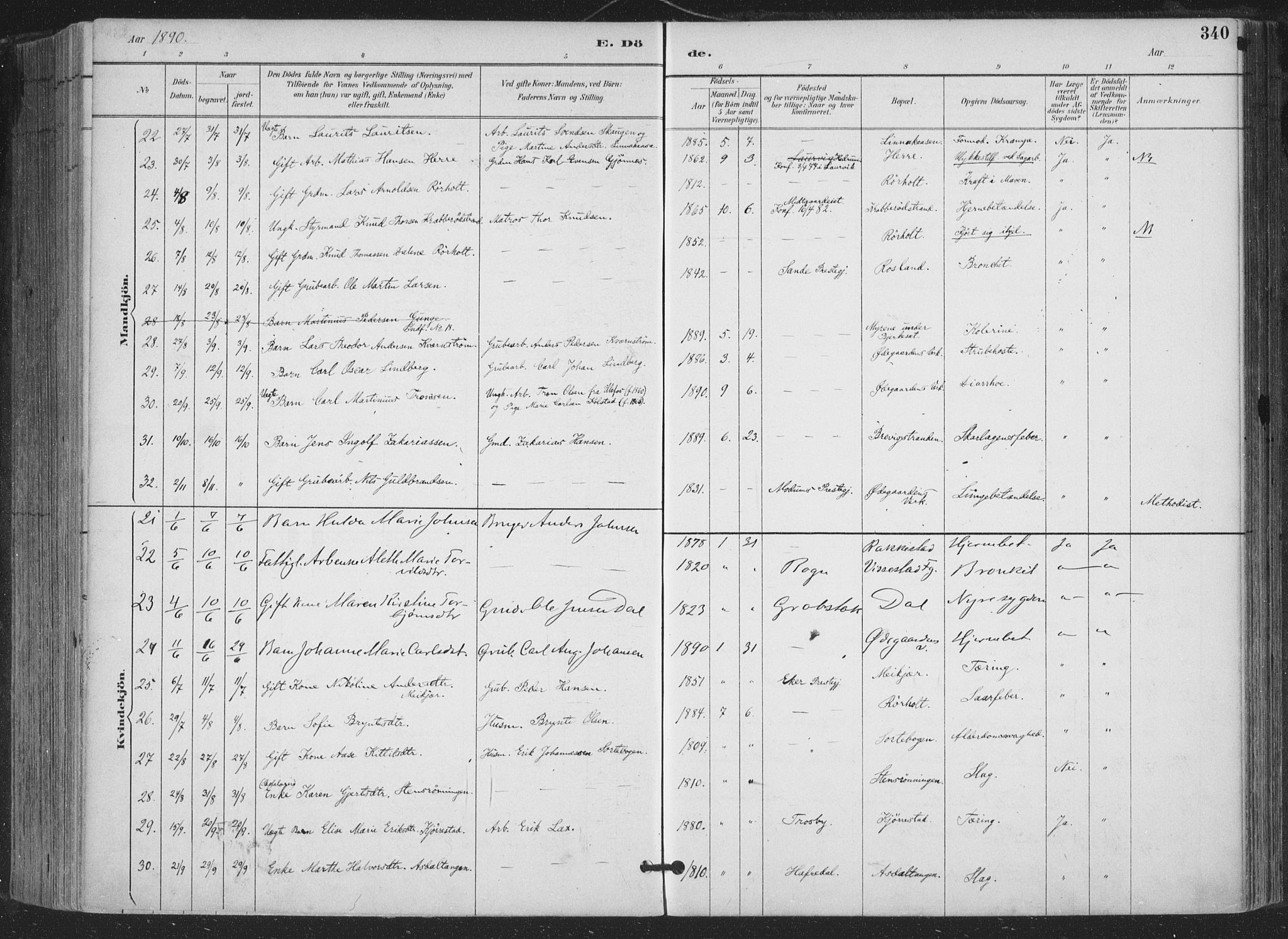 Bamble kirkebøker, AV/SAKO-A-253/F/Fa/L0008: Parish register (official) no. I 8, 1888-1900, p. 340