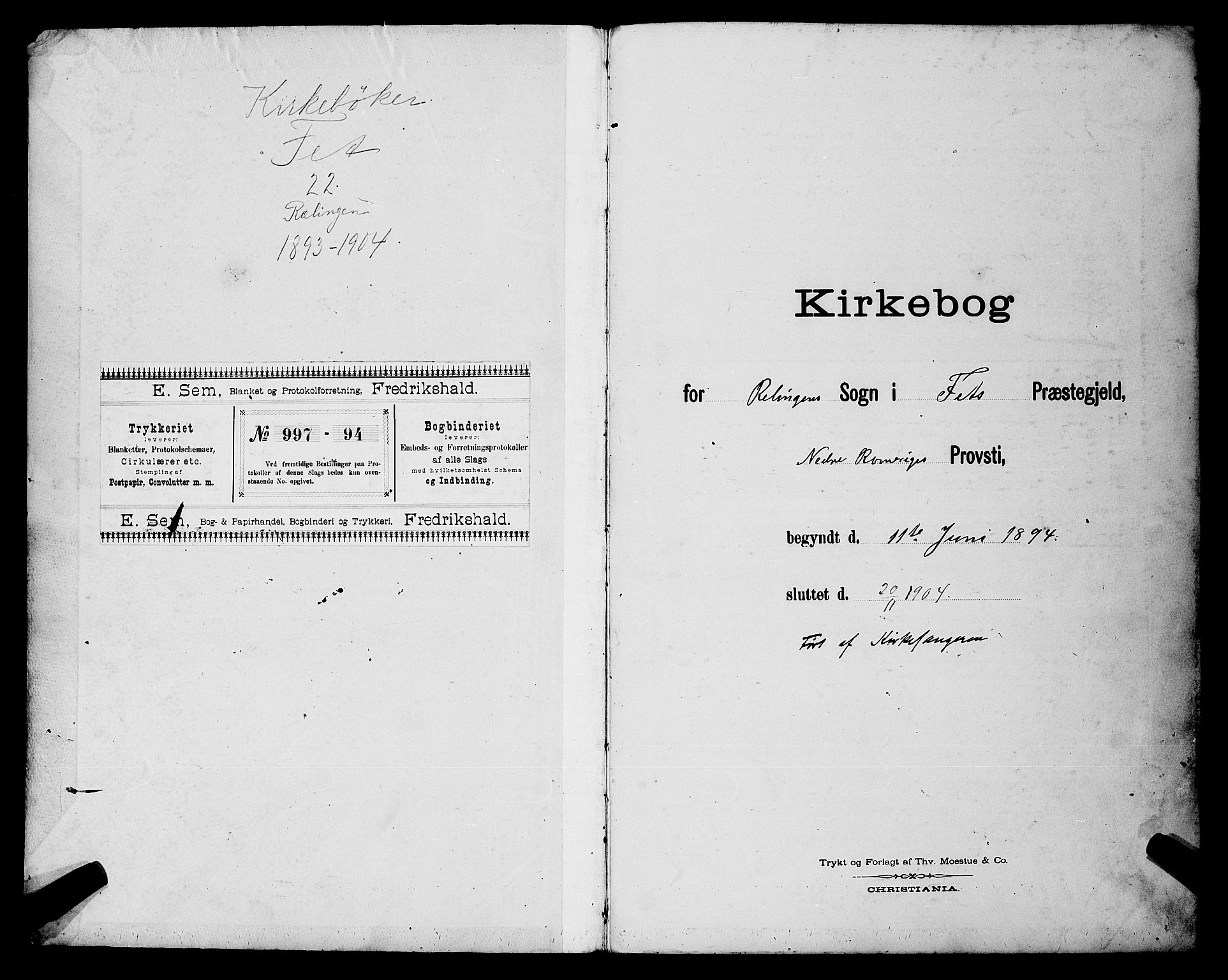 Fet prestekontor Kirkebøker, SAO/A-10370a/G/Gb/L0004: Parish register (copy) no. II 4, 1894-1904