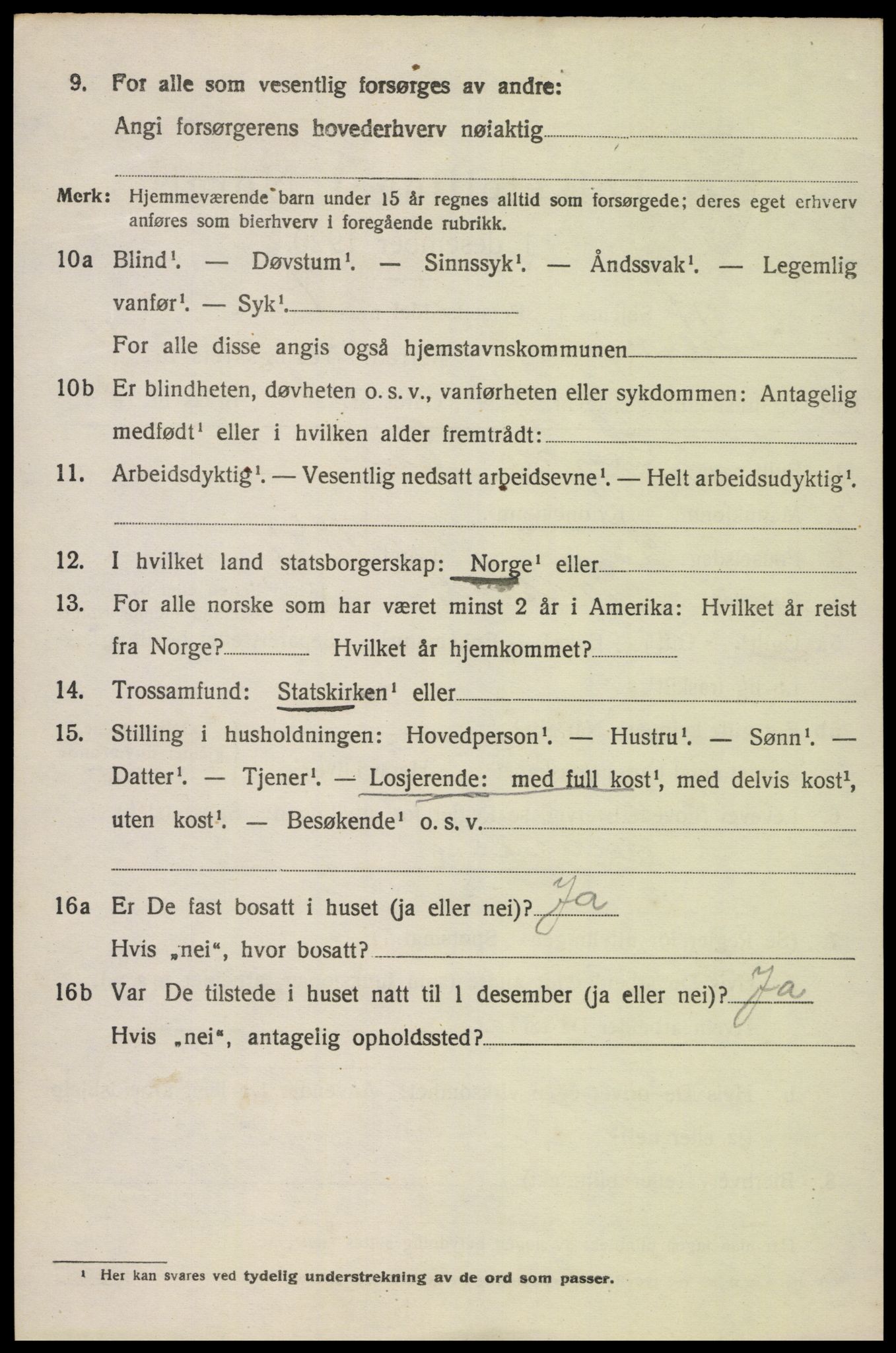 SAK, 1920 census for Herefoss, 1920, p. 913