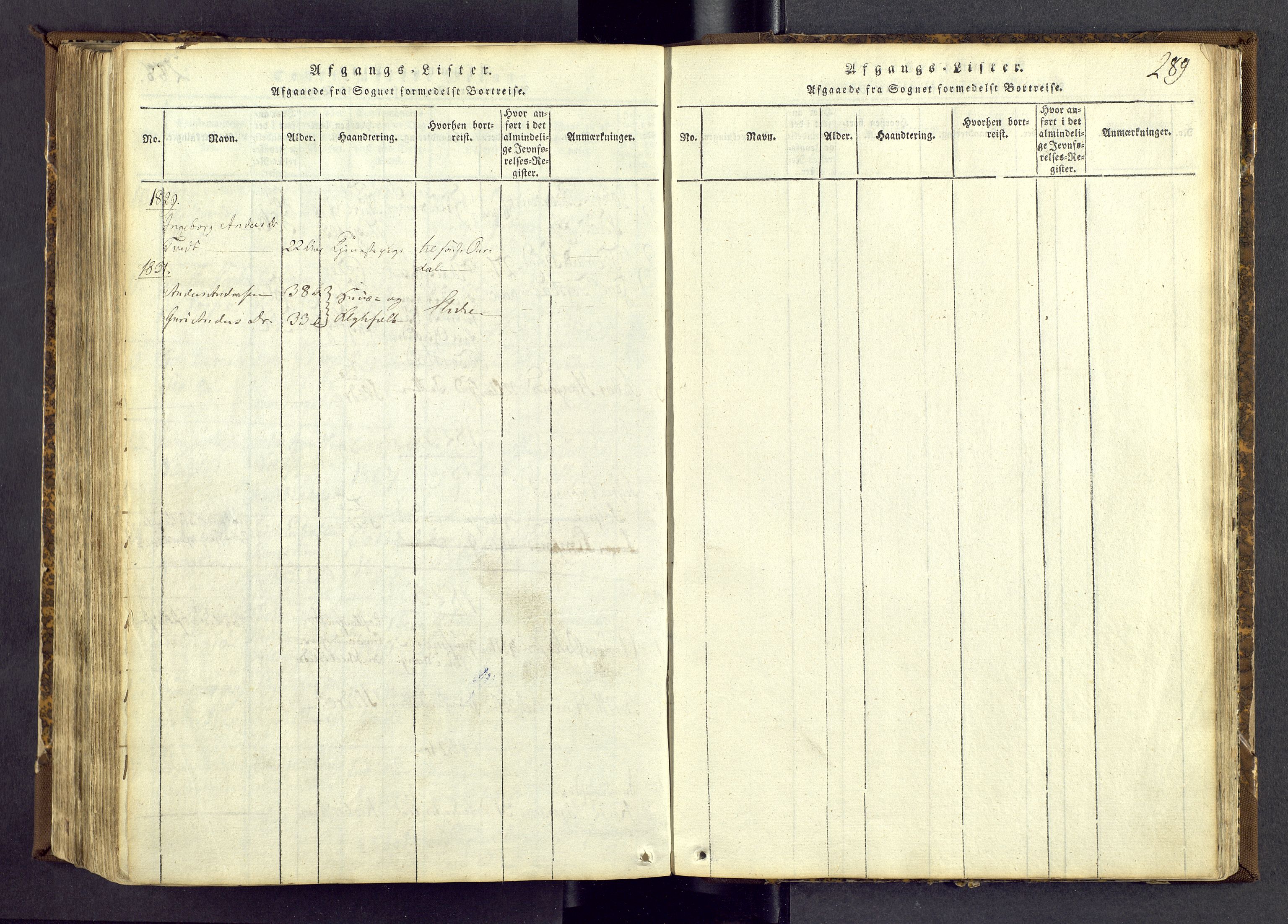 Vang prestekontor, Valdres, SAH/PREST-140/H/Ha/L0004: Parish register (official) no. 4, 1814-1831, p. 289