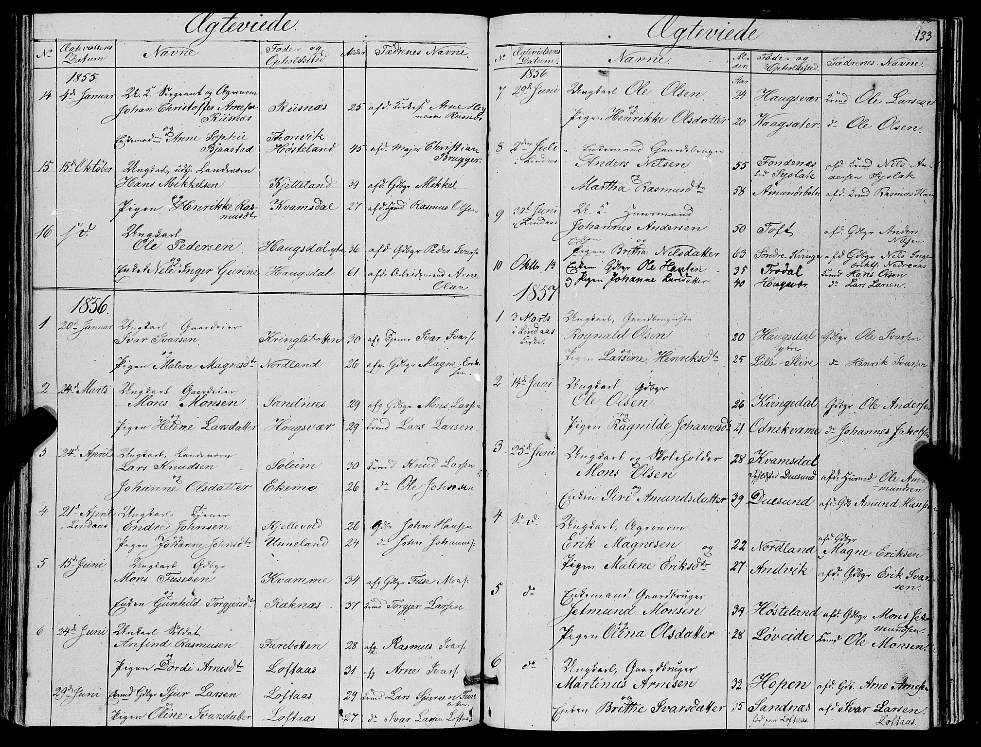 Masfjorden Sokneprestembete, AV/SAB-A-77001: Parish register (copy) no. A 1, 1851-1875, p. 133