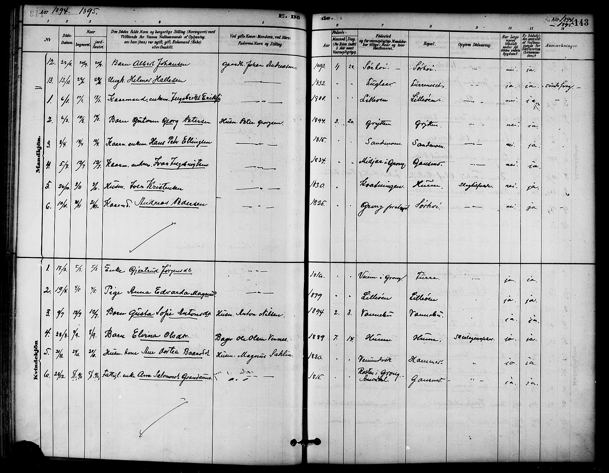 Ministerialprotokoller, klokkerbøker og fødselsregistre - Nord-Trøndelag, SAT/A-1458/766/L0563: Parish register (official) no. 767A01, 1881-1899, p. 143