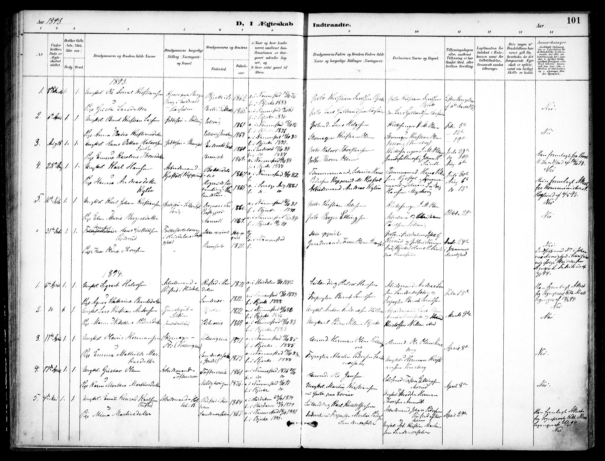 Nannestad prestekontor Kirkebøker, AV/SAO-A-10414a/F/Fc/L0002: Parish register (official) no. III 2, 1893-1907, p. 101