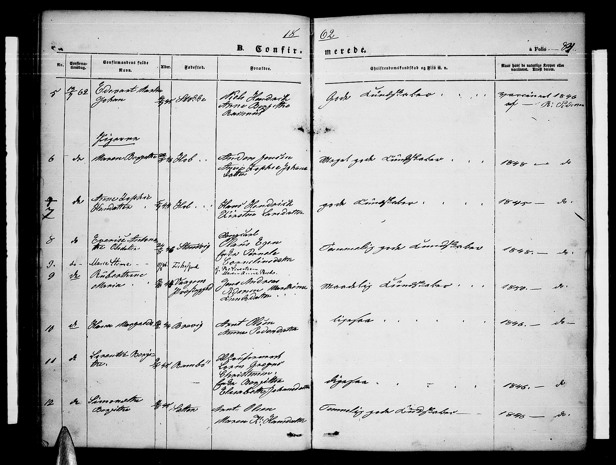 Ministerialprotokoller, klokkerbøker og fødselsregistre - Nordland, AV/SAT-A-1459/865/L0929: Parish register (copy) no. 865C01, 1840-1866, p. 84