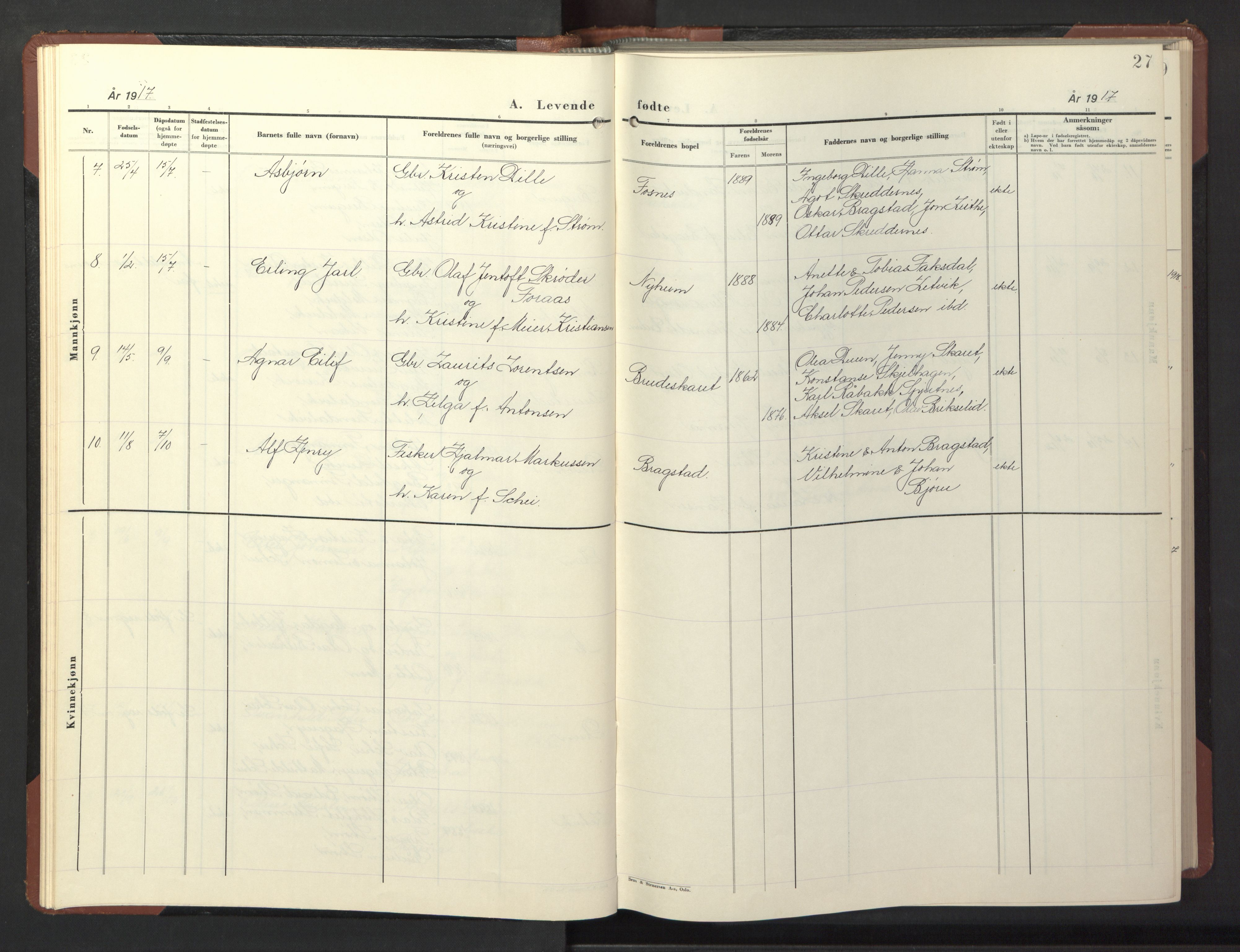 Ministerialprotokoller, klokkerbøker og fødselsregistre - Nord-Trøndelag, SAT/A-1458/773/L0625: Parish register (copy) no. 773C01, 1910-1952, p. 27