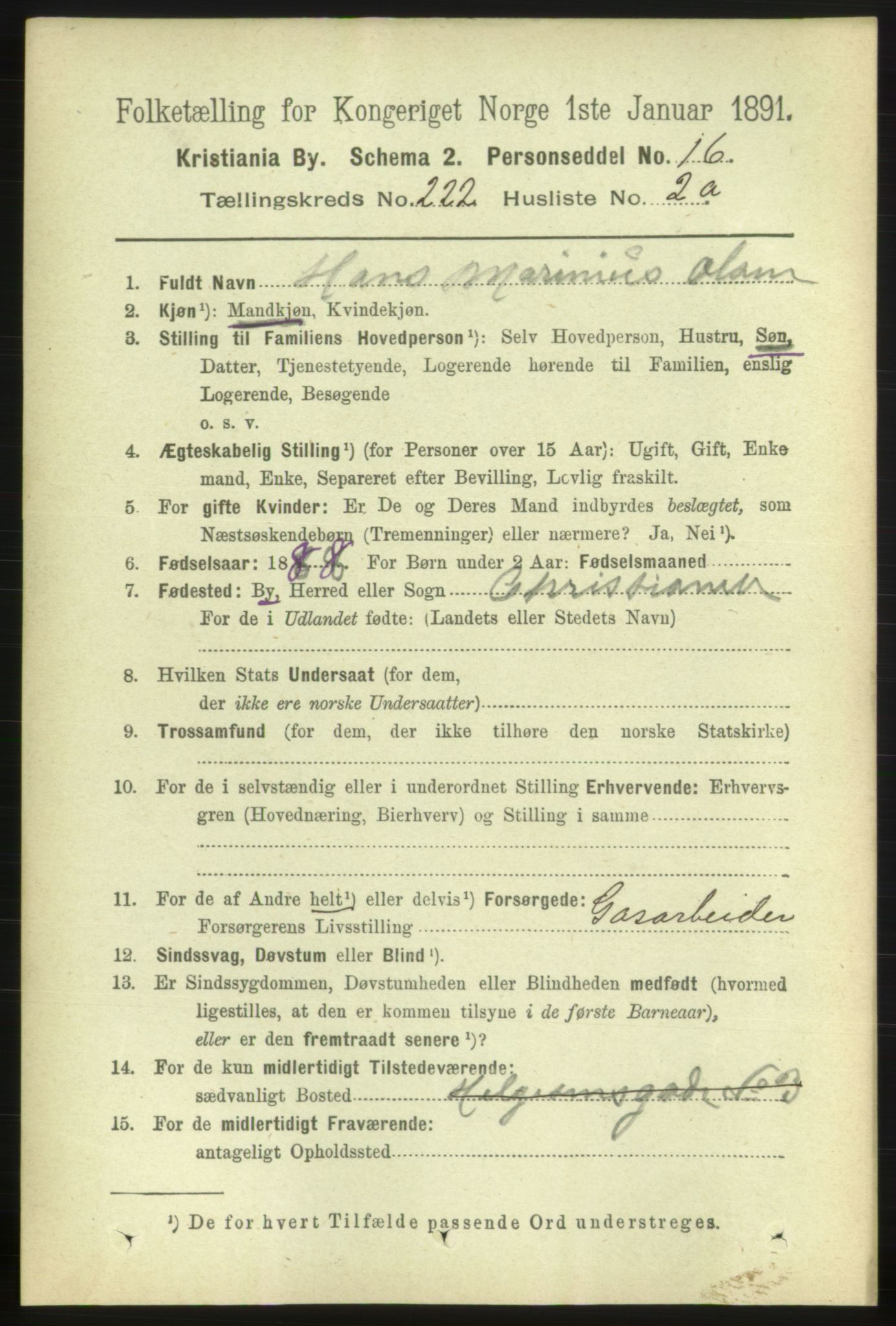RA, 1891 census for 0301 Kristiania, 1891, p. 133076