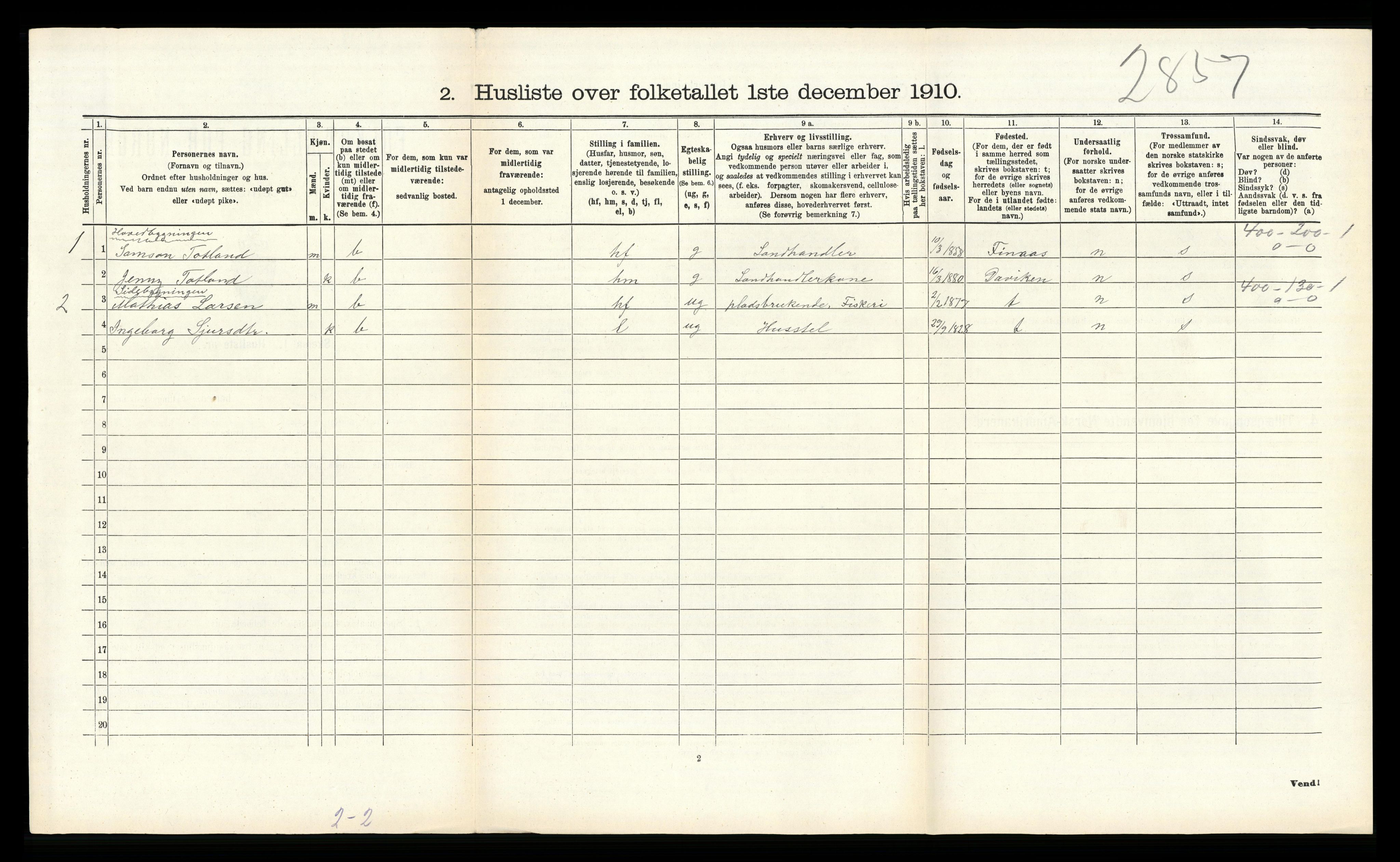 RA, 1910 census for Hosanger, 1910, p. 463