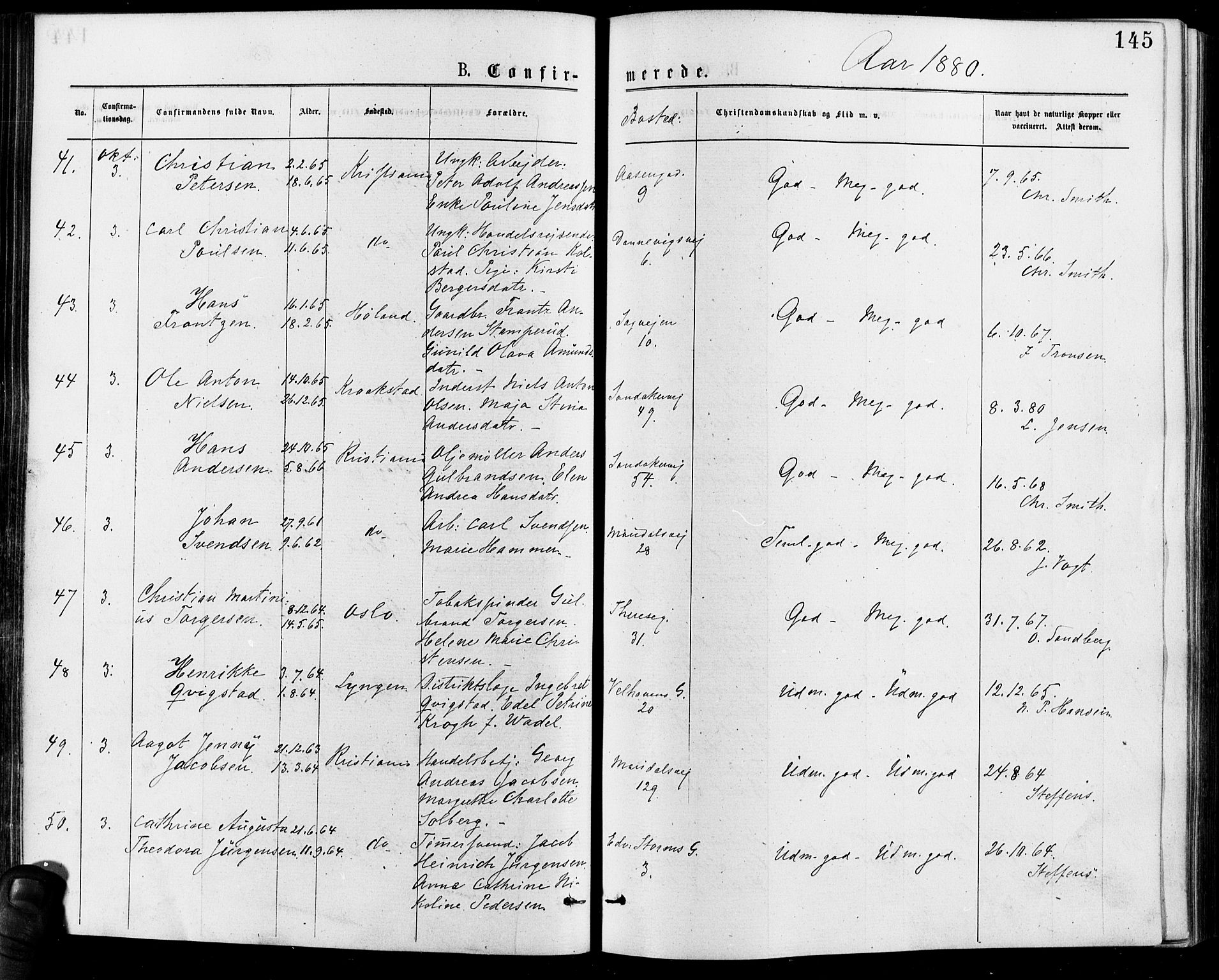 Gamle Aker prestekontor Kirkebøker, AV/SAO-A-10617a/F/L0005: Parish register (official) no. 5, 1873-1881, p. 145