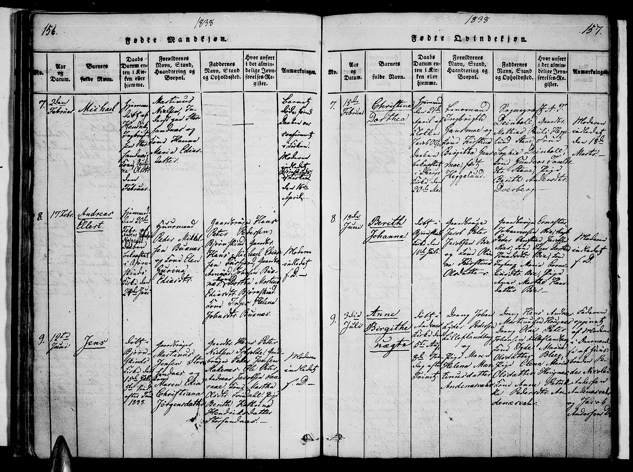 Ministerialprotokoller, klokkerbøker og fødselsregistre - Nordland, AV/SAT-A-1459/897/L1395: Parish register (official) no. 897A03, 1820-1841, p. 156-157