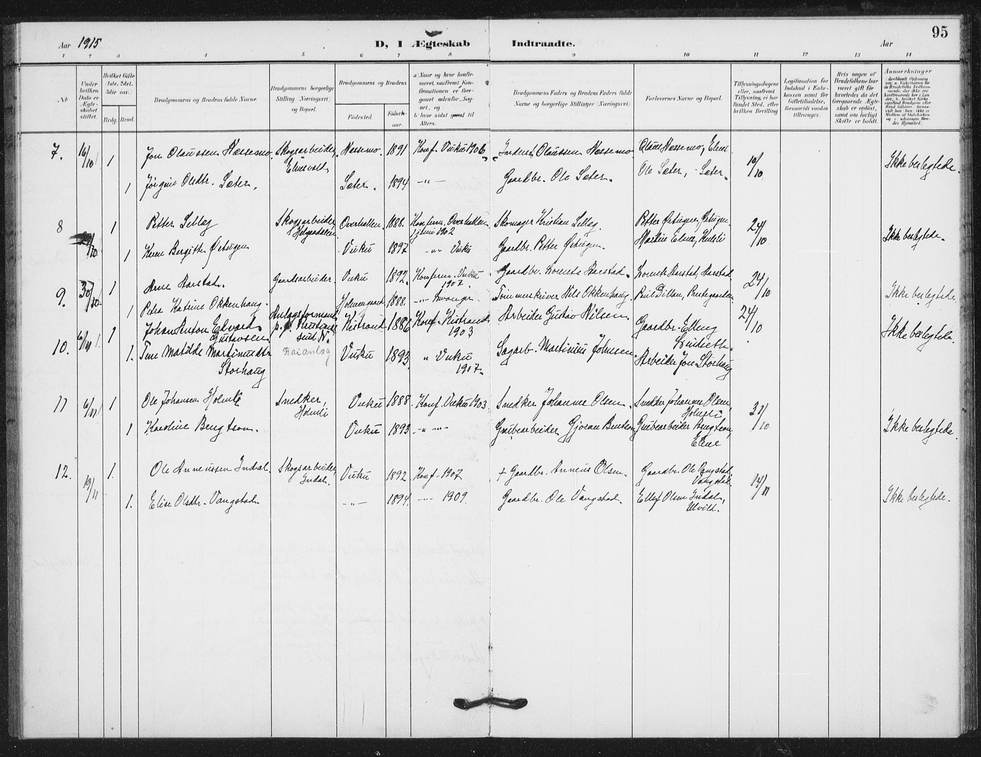 Ministerialprotokoller, klokkerbøker og fødselsregistre - Nord-Trøndelag, AV/SAT-A-1458/724/L0264: Parish register (official) no. 724A02, 1908-1915, p. 95