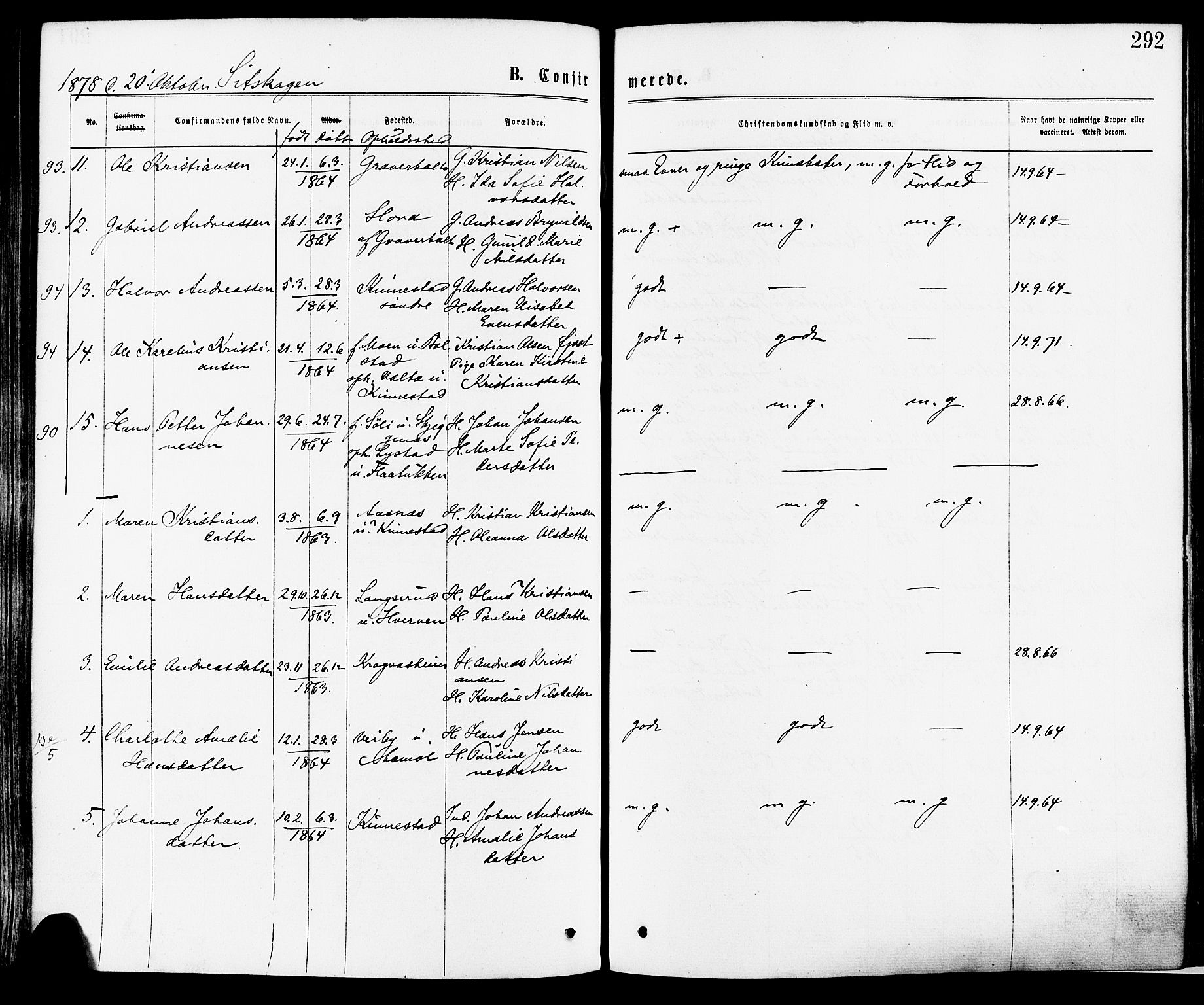 Høland prestekontor Kirkebøker, AV/SAO-A-10346a/F/Fa/L0012.a: Parish register (official) no. I 12A, 1869-1879, p. 292