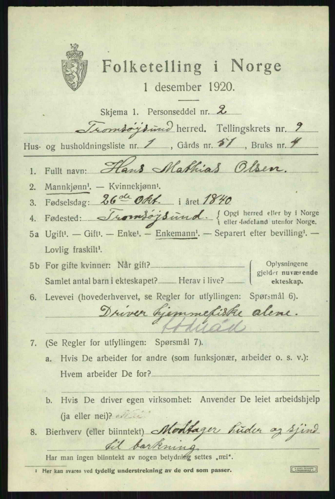 SATØ, 1920 census for Tromsøysund, 1920, p. 6516