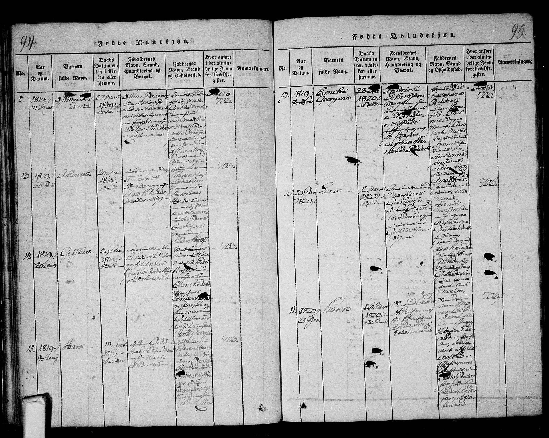 Fredrikstad prestekontor Kirkebøker, AV/SAO-A-11082/F/Fa/L0004: Parish register (official) no. 4, 1816-1834, p. 94-95