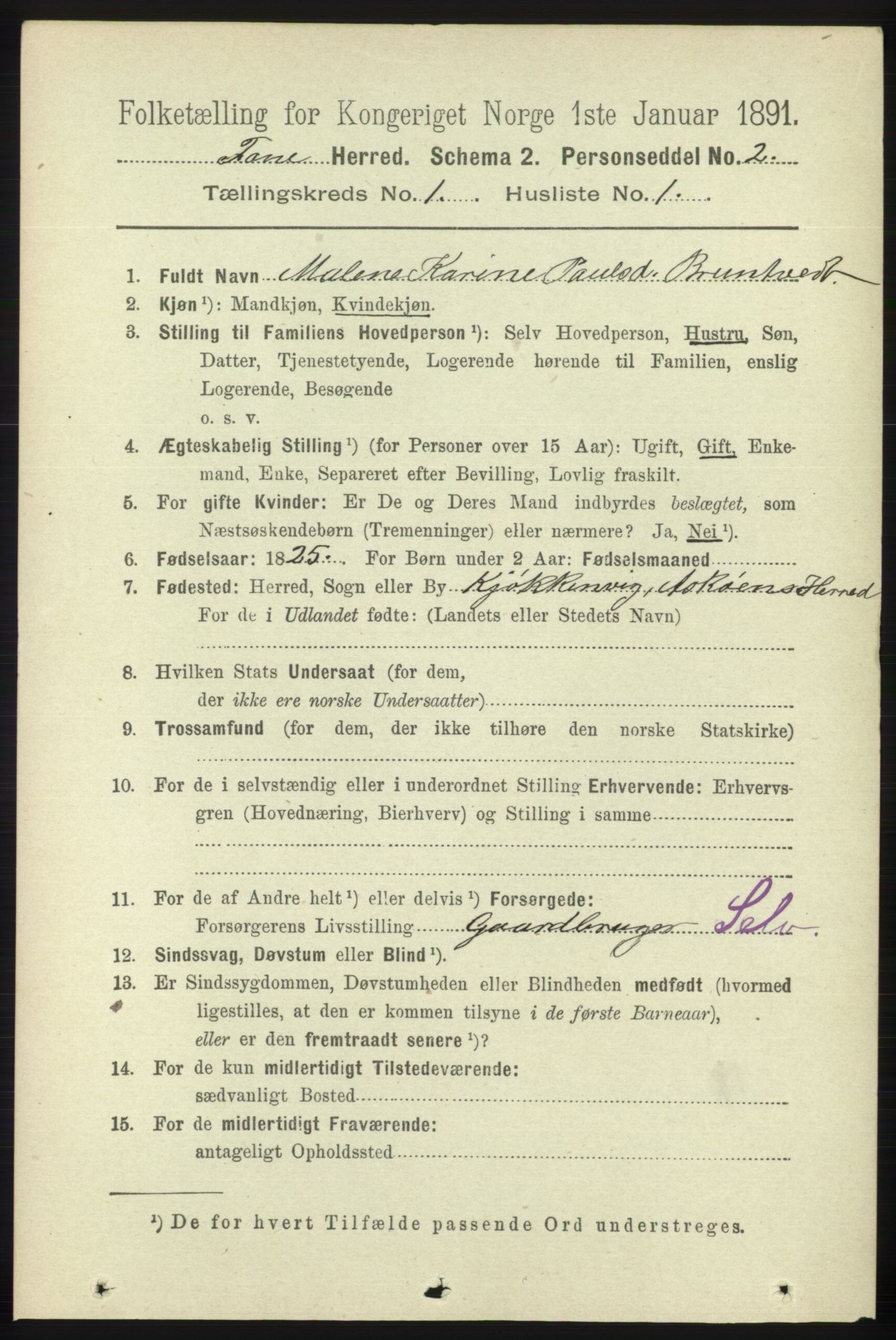 RA, 1891 census for 1249 Fana, 1891, p. 88