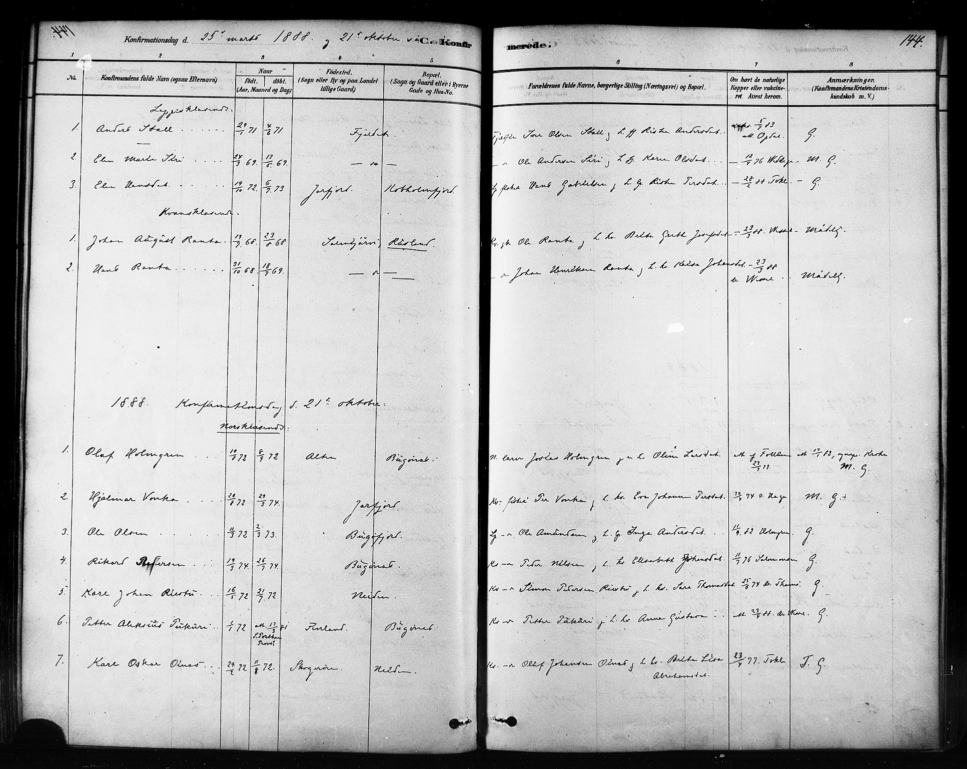 Sør-Varanger sokneprestkontor, AV/SATØ-S-1331/H/Ha/L0003kirke: Parish register (official) no. 3, 1878-1891, p. 144