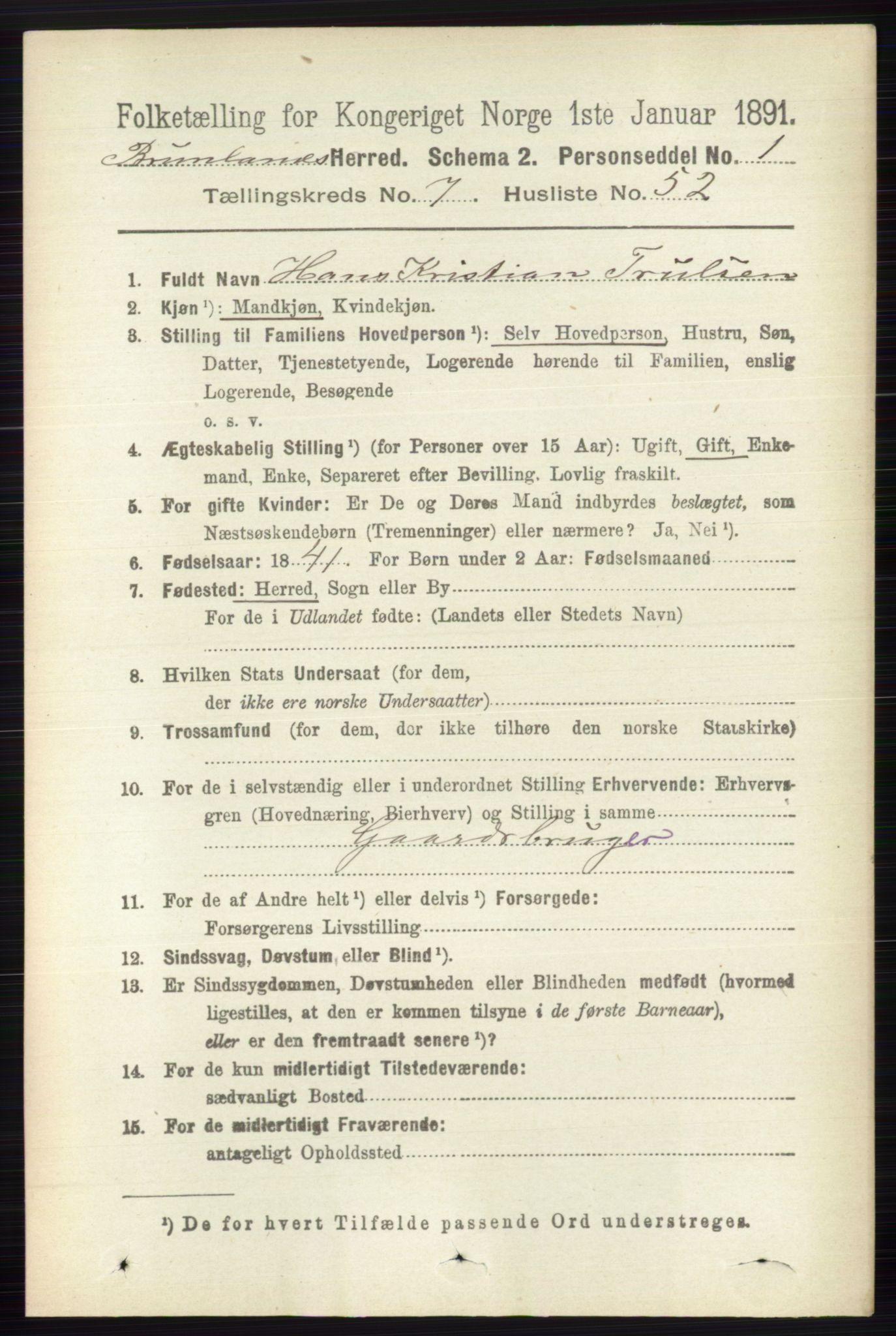 RA, 1891 census for 0726 Brunlanes, 1891, p. 3295