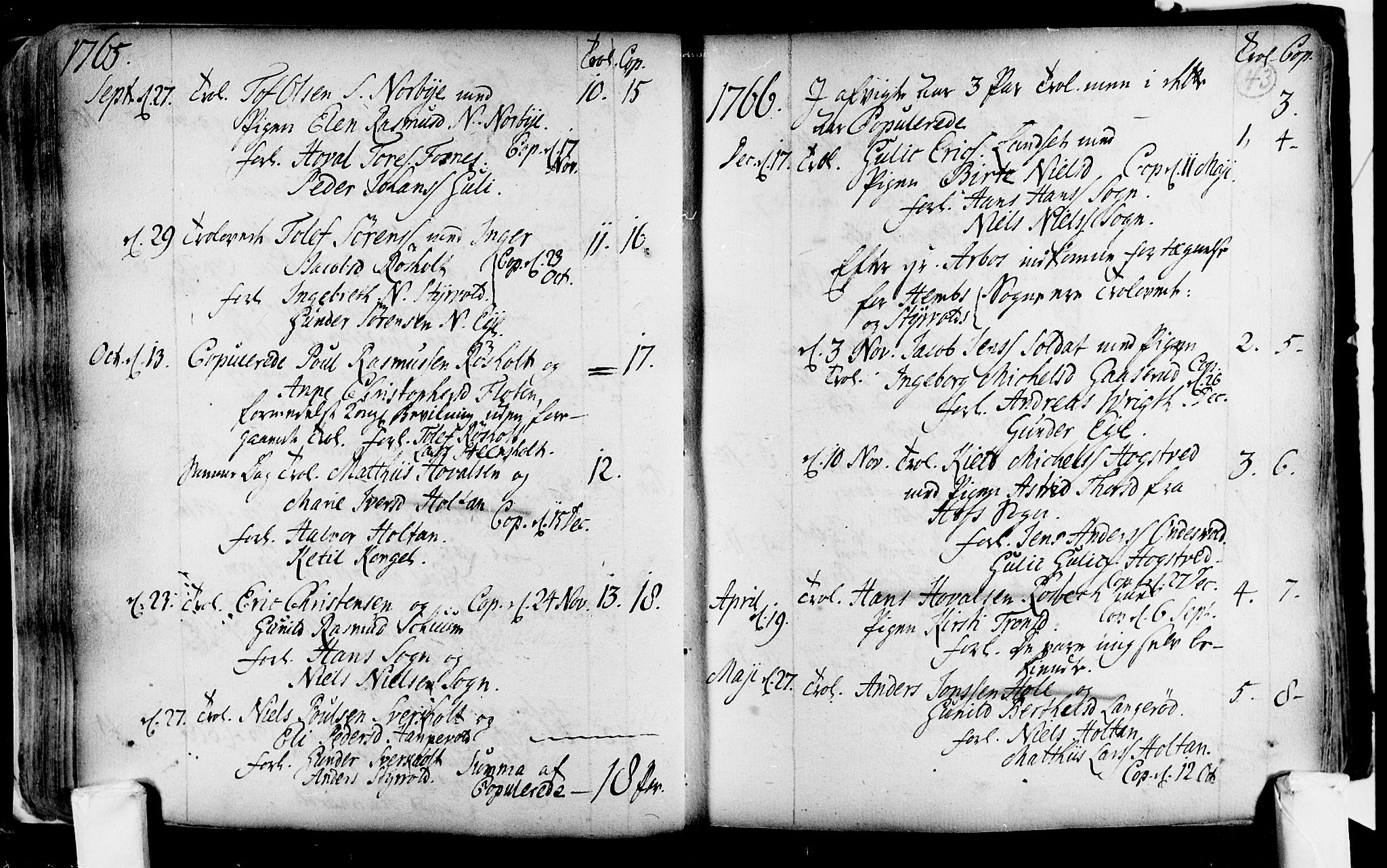 Lardal kirkebøker, SAKO/A-350/F/Fa/L0004: Parish register (official) no. i 4, 1733-1815, p. 43