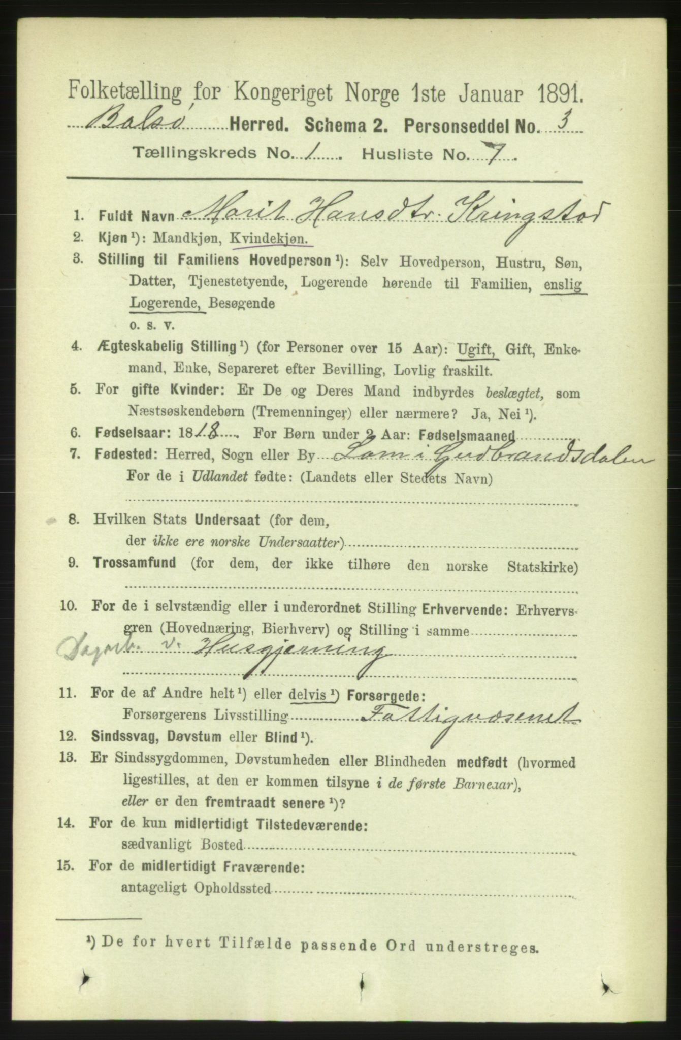 RA, 1891 census for 1544 Bolsøy, 1891, p. 218