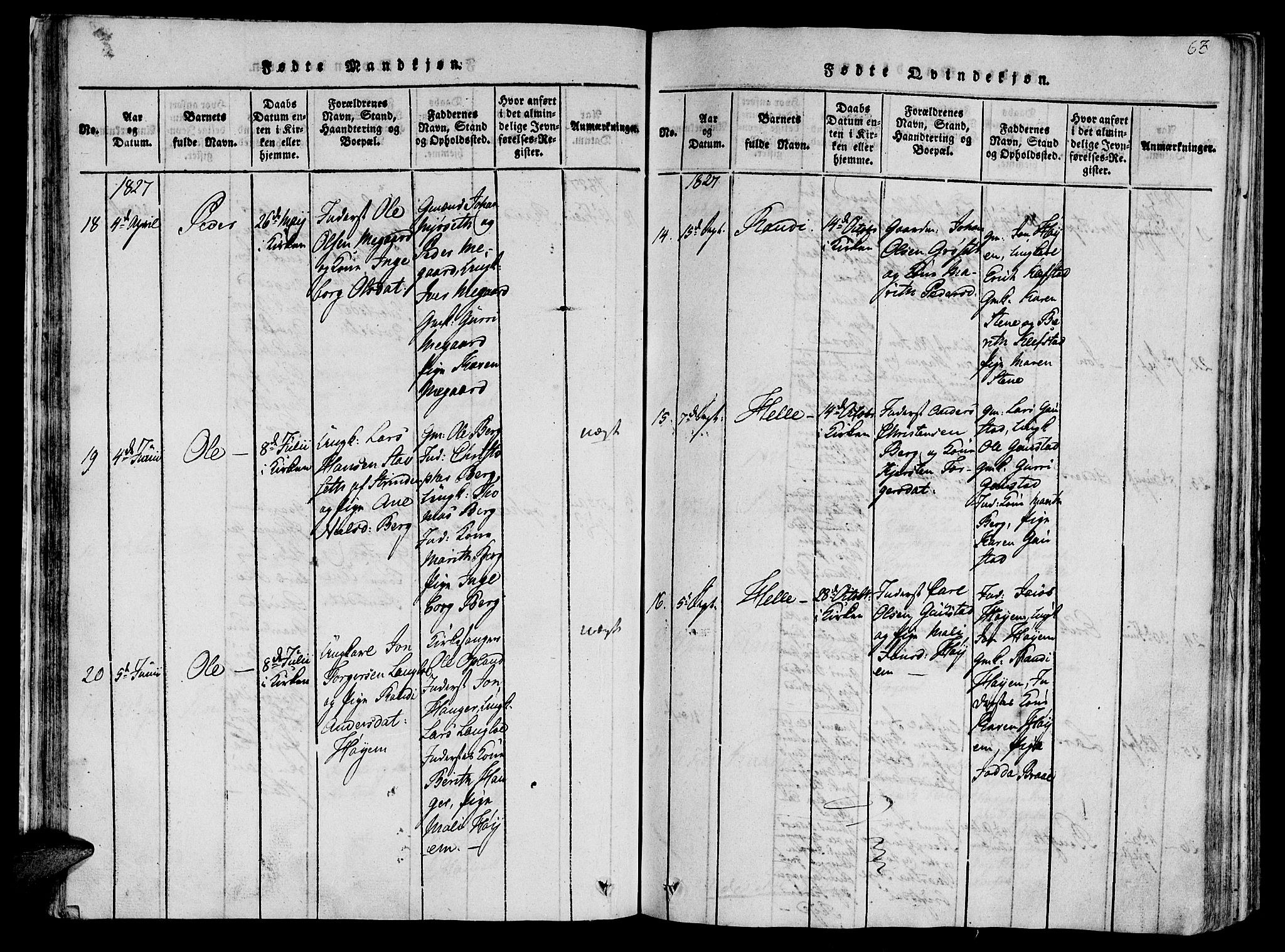 Ministerialprotokoller, klokkerbøker og fødselsregistre - Sør-Trøndelag, AV/SAT-A-1456/612/L0372: Parish register (official) no. 612A06 /1, 1816-1828, p. 63