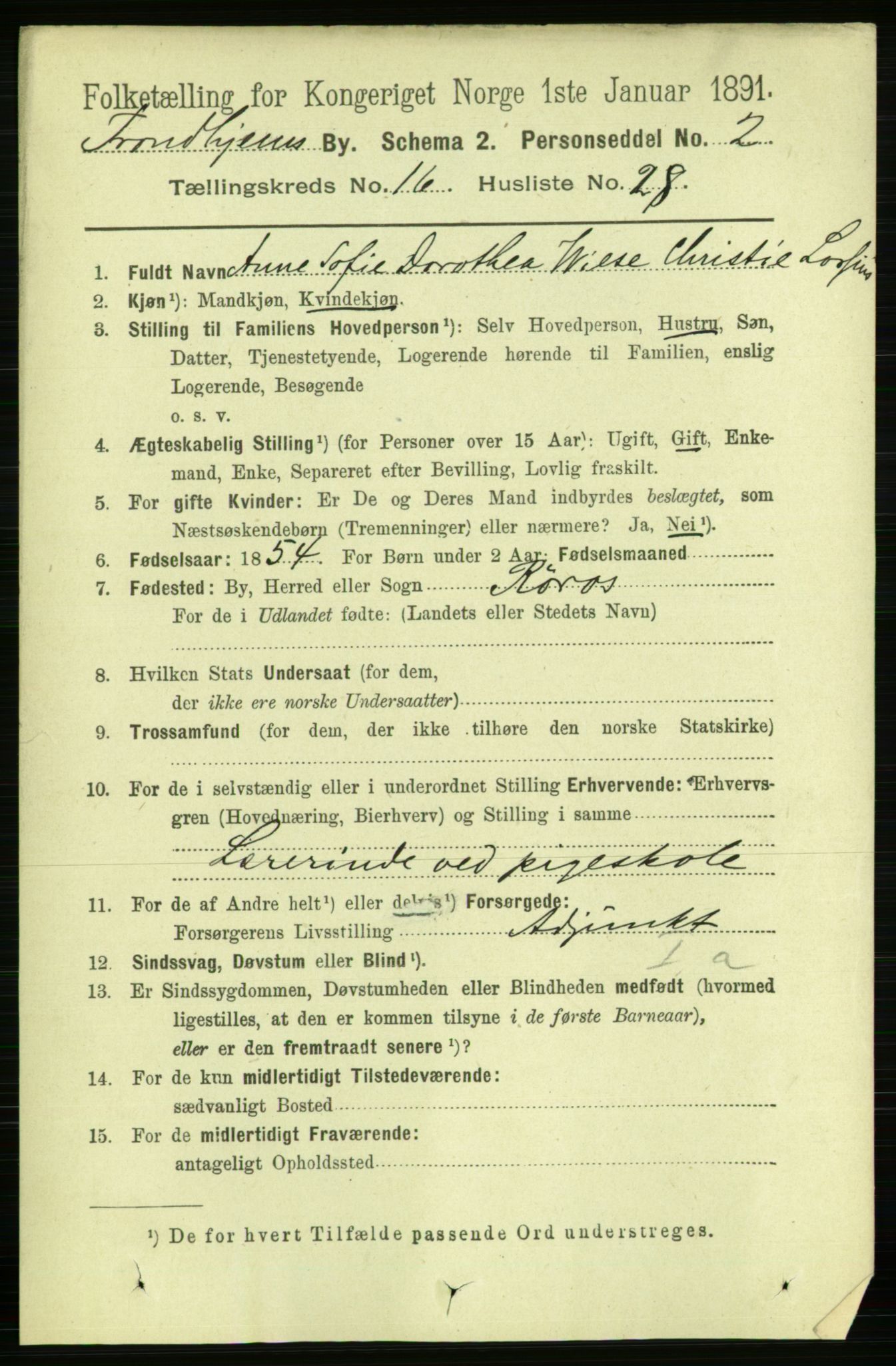 RA, 1891 census for 1601 Trondheim, 1891, p. 12591