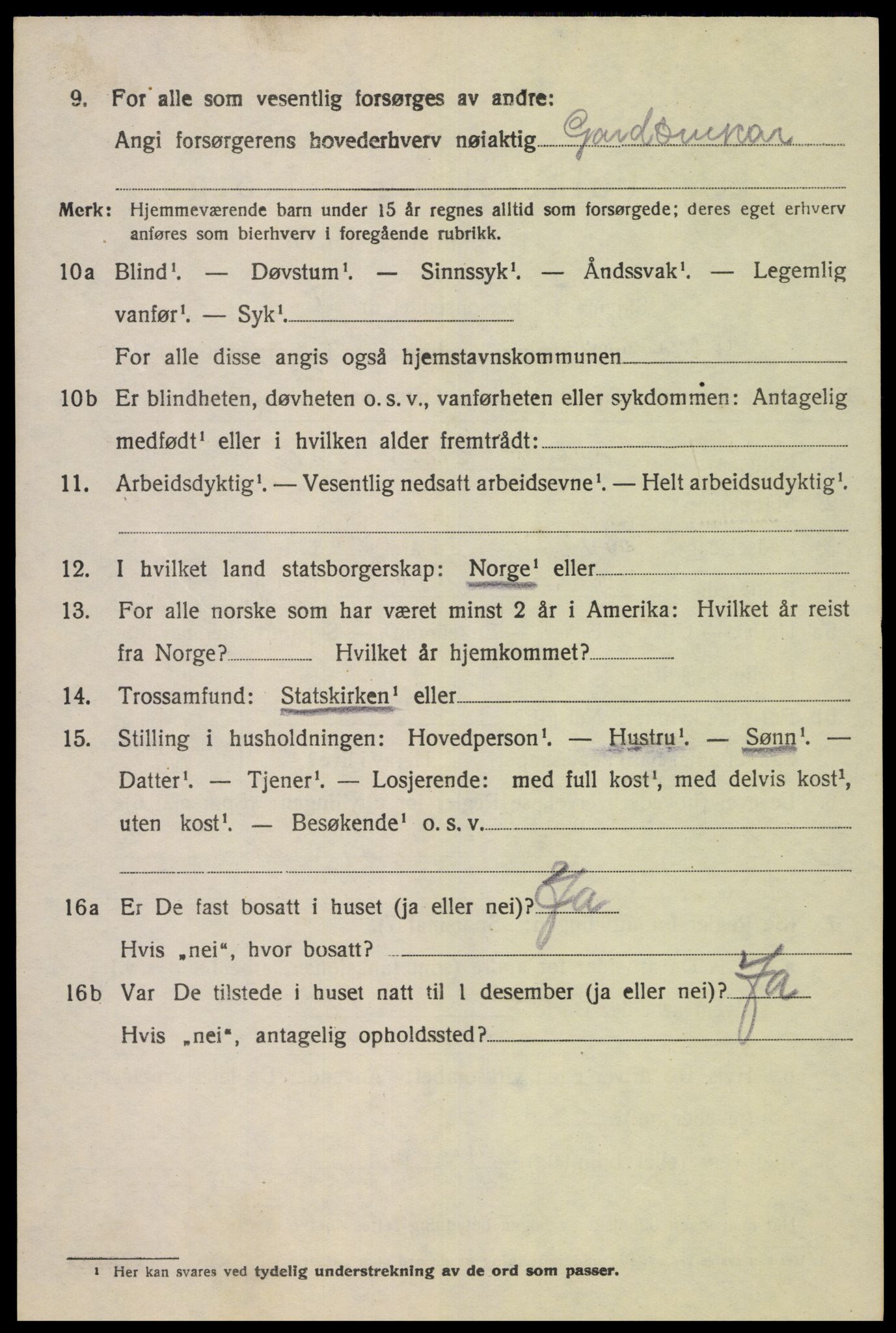 SAK, 1920 census for Øvre Sirdal, 1920, p. 1320